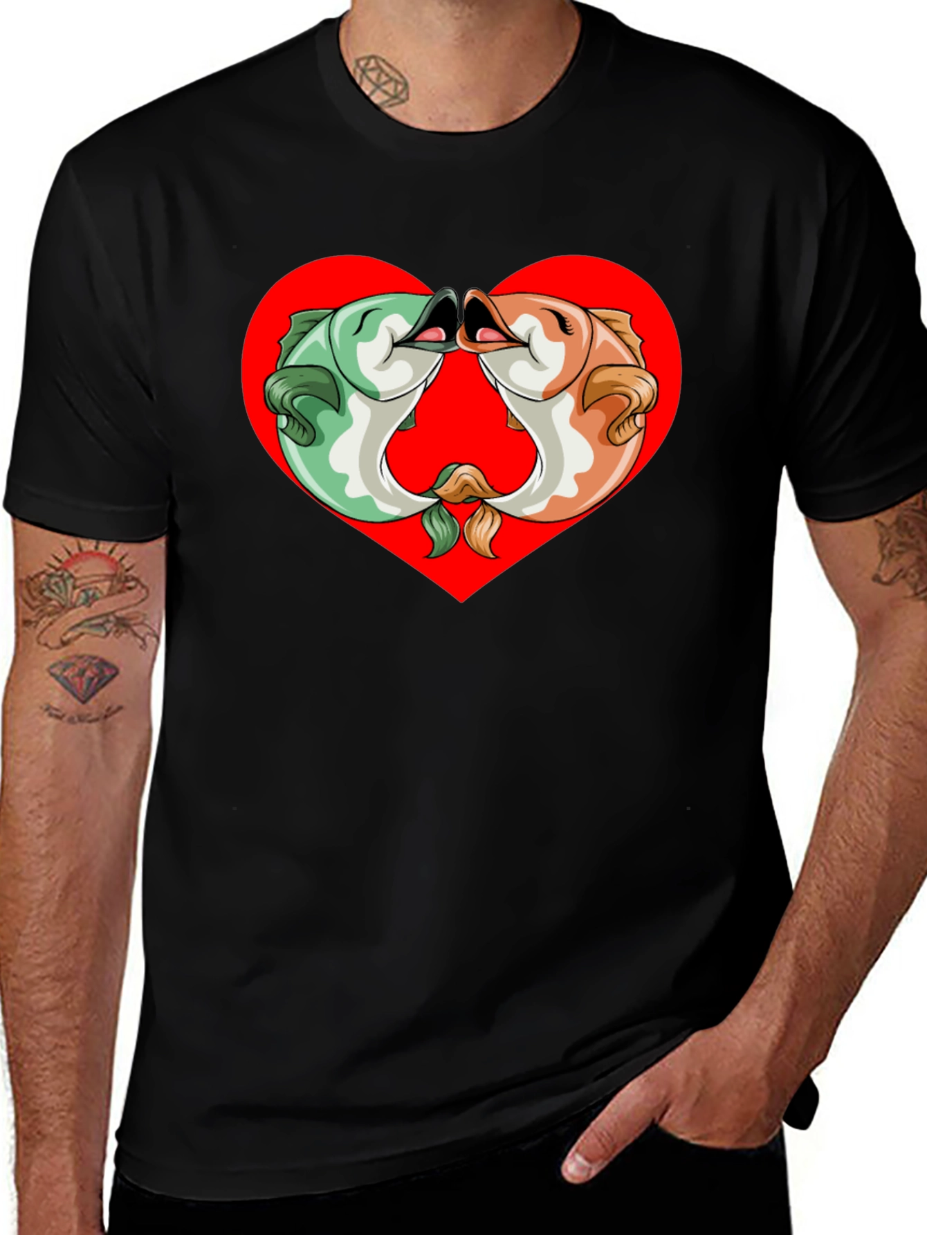 Variant 8 of Kissing Fish Heart Graphic T-Shirt