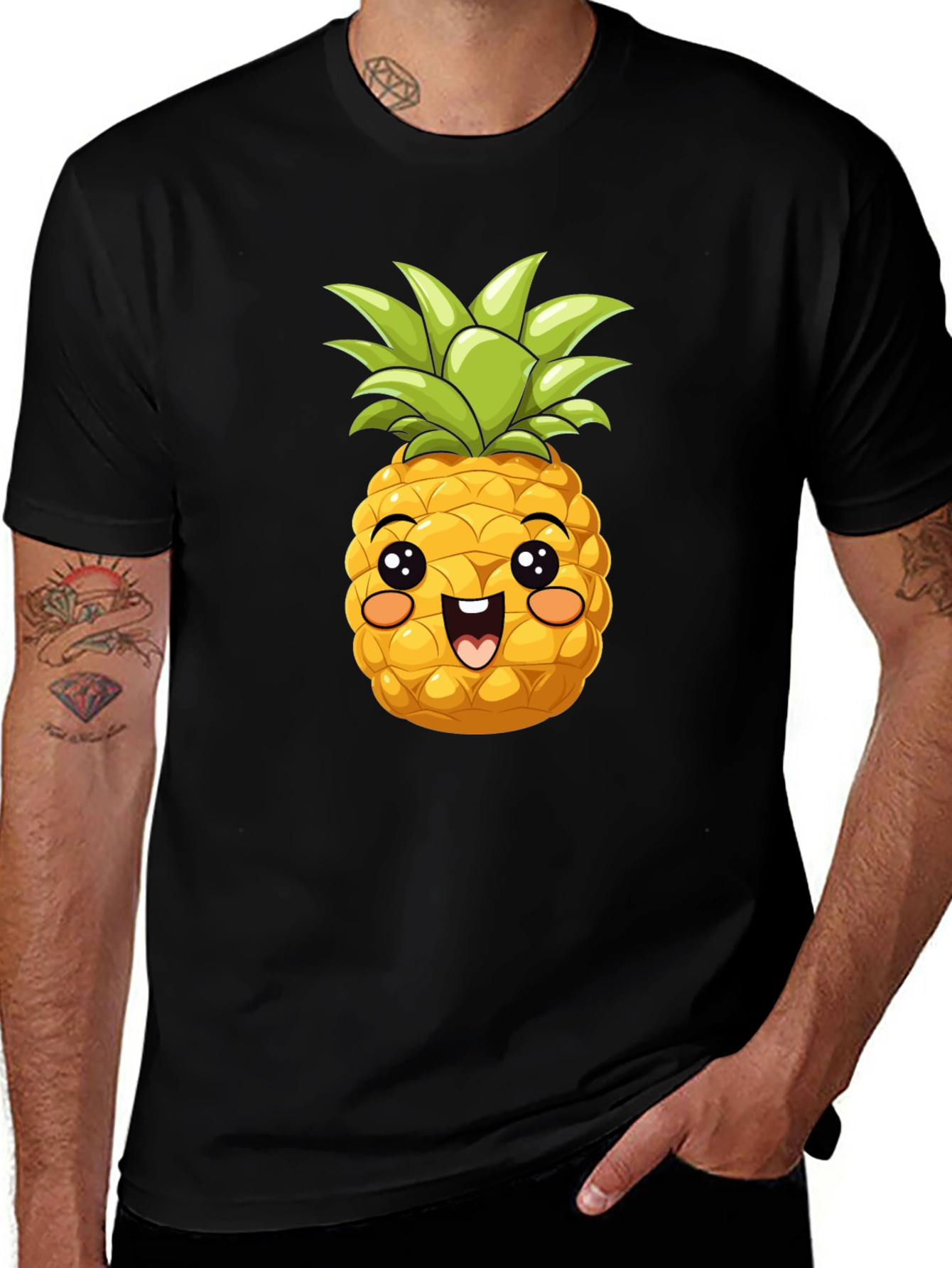 Variant 12 of Cute Pineapple Graphic Black T-Shirt
