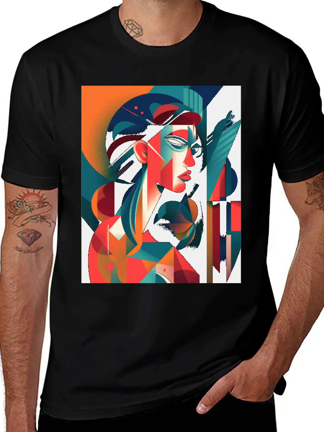 Variant 12 of Abstract Geometric Woman Graphic Tee - Stylish Art T-Shirt