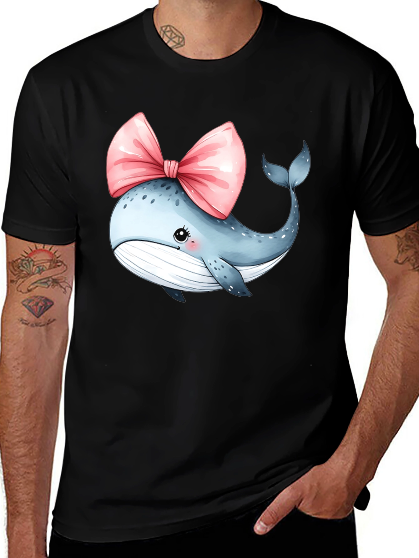 Variant 29 of Whale Bow T-Shirt - Cute Cartoon Graphic Tee