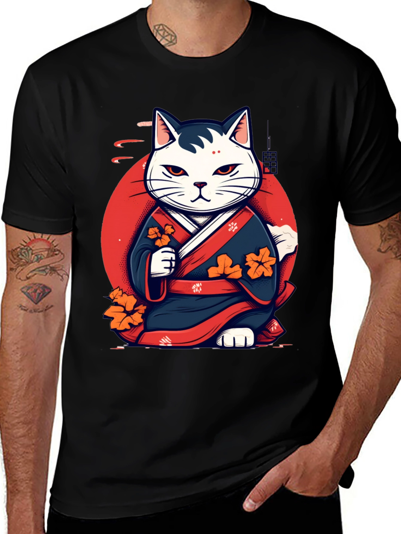 Variant 26 of Japanese Cat Kimono Graphic Tee