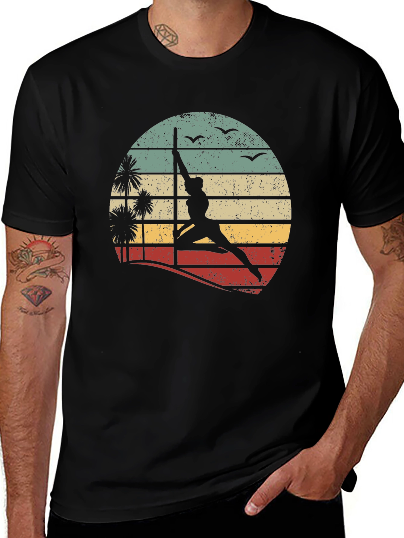 Variant 25 of Retro Pole Dancing T-Shirt - Sunset Silhouette
