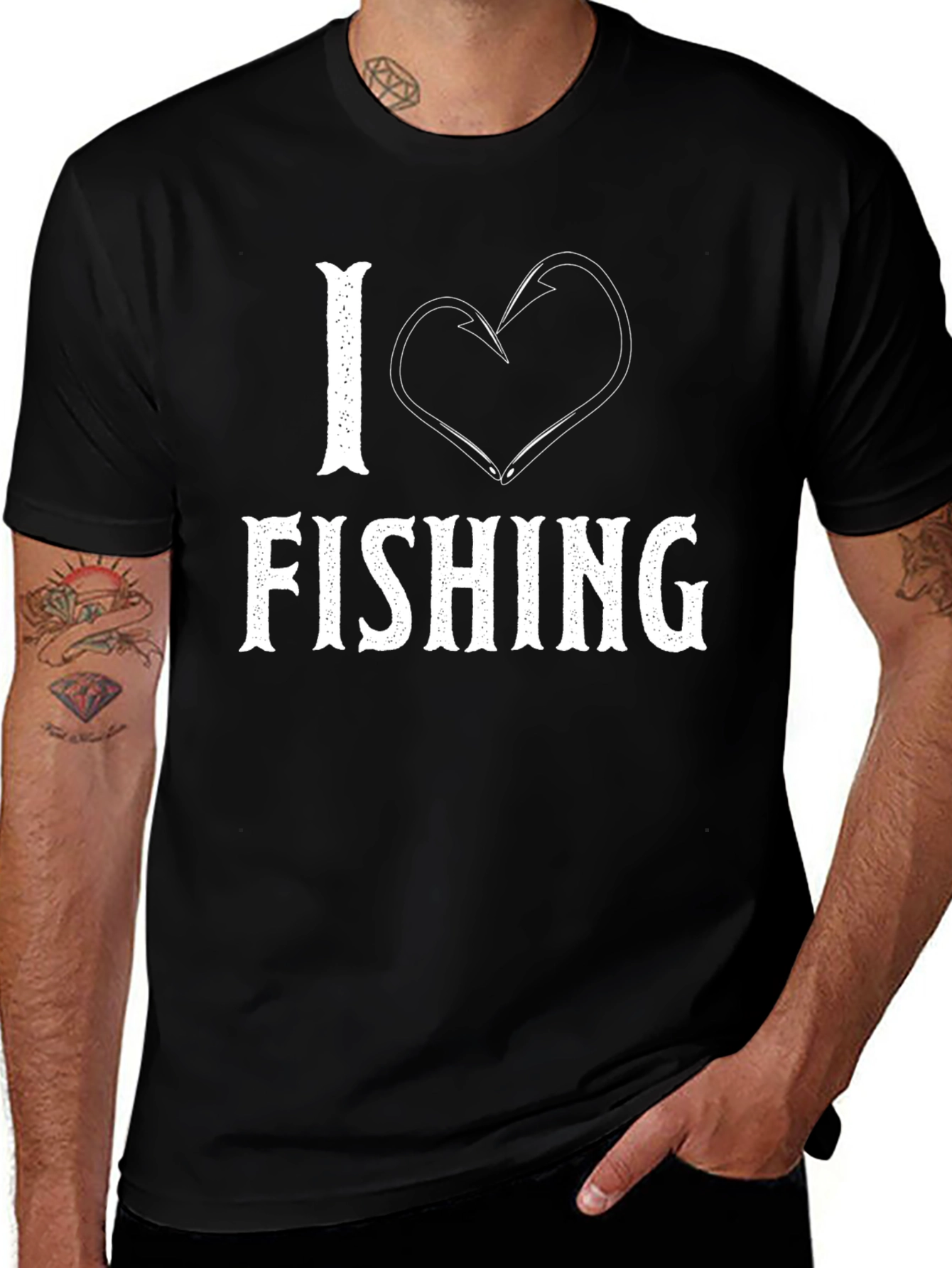 Variant 22 of I Heart Fishing Black Graphic T-Shirt