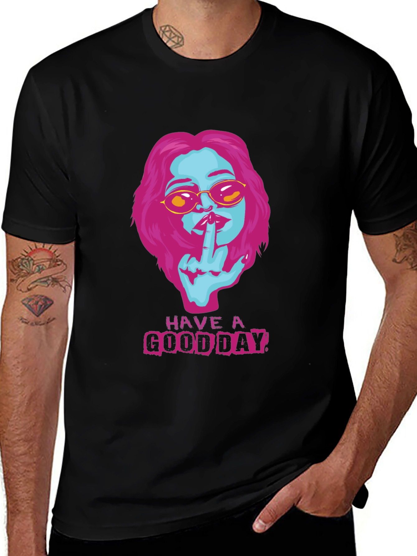 Variant 26 of "Have a Good Day" Graphic Tee - Bold & Edgy Style