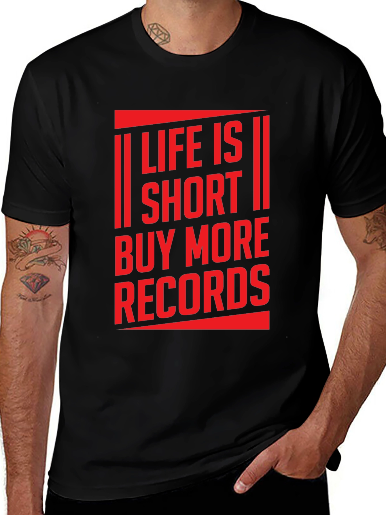 Life is Short Buy More Records Graphic Tee