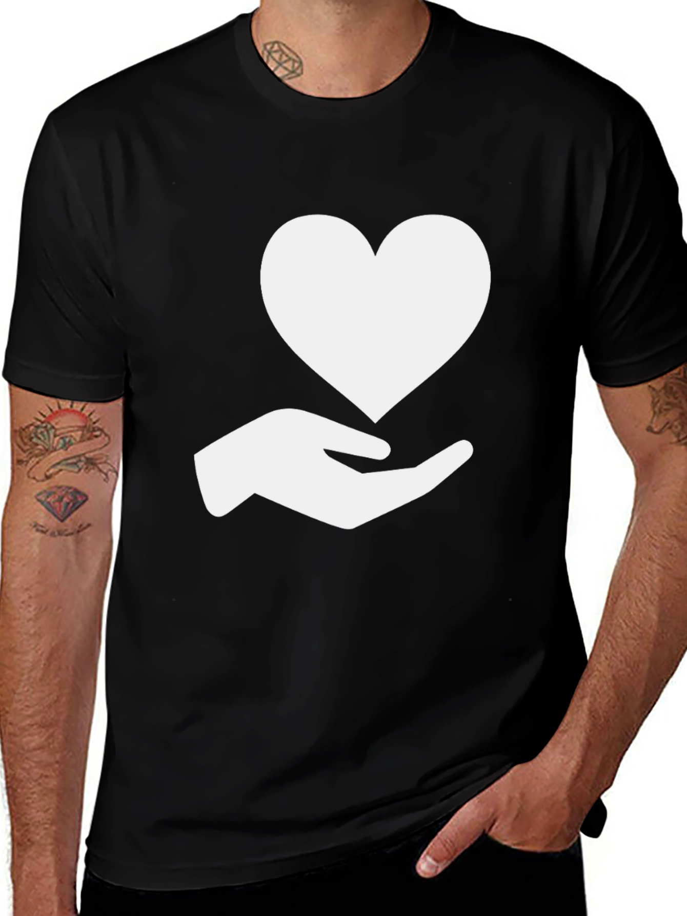 Heart in Hand Black T-Shirt - Express Yourself!