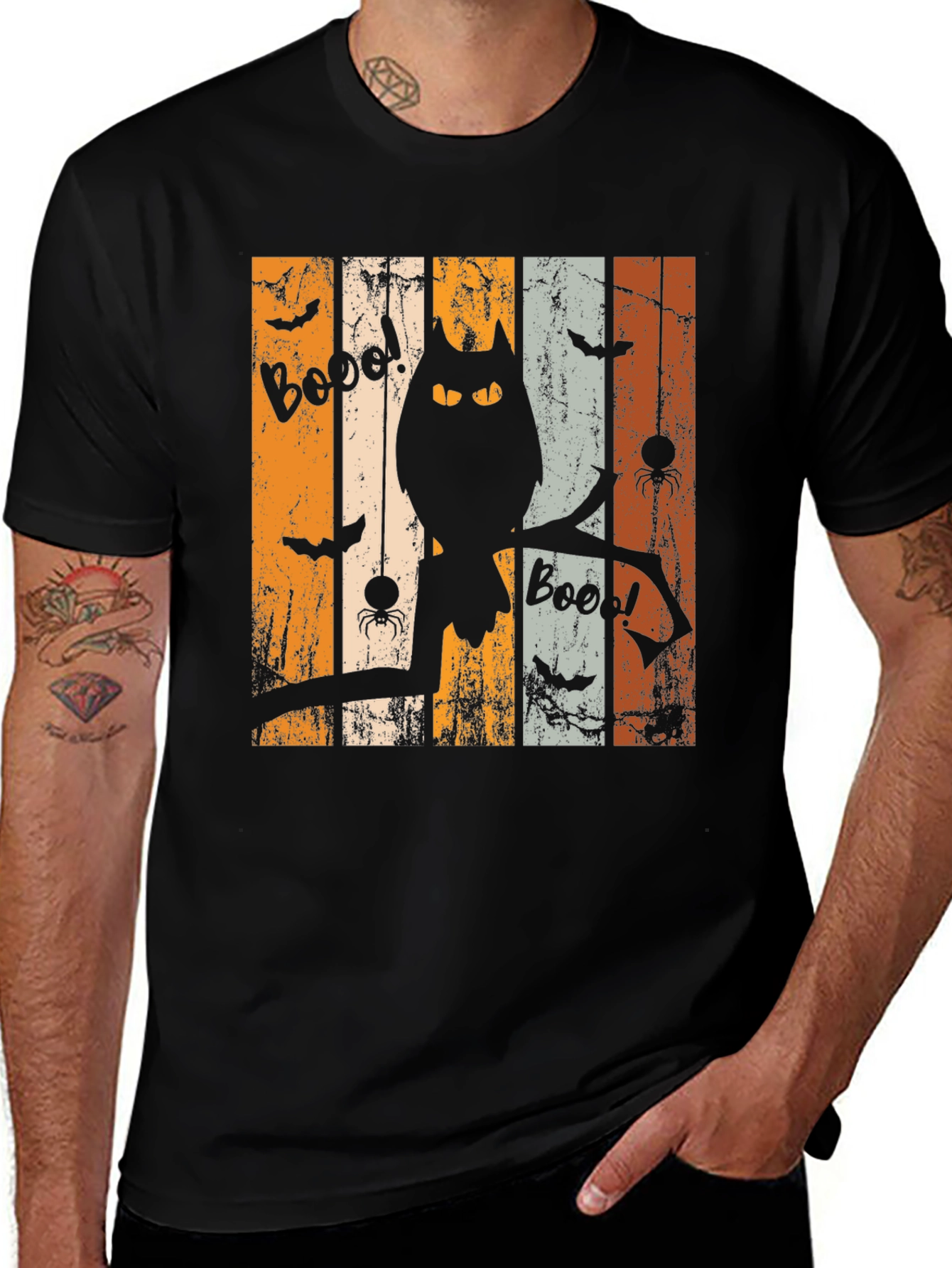Halloween Owl Boo Graphic T-Shirt