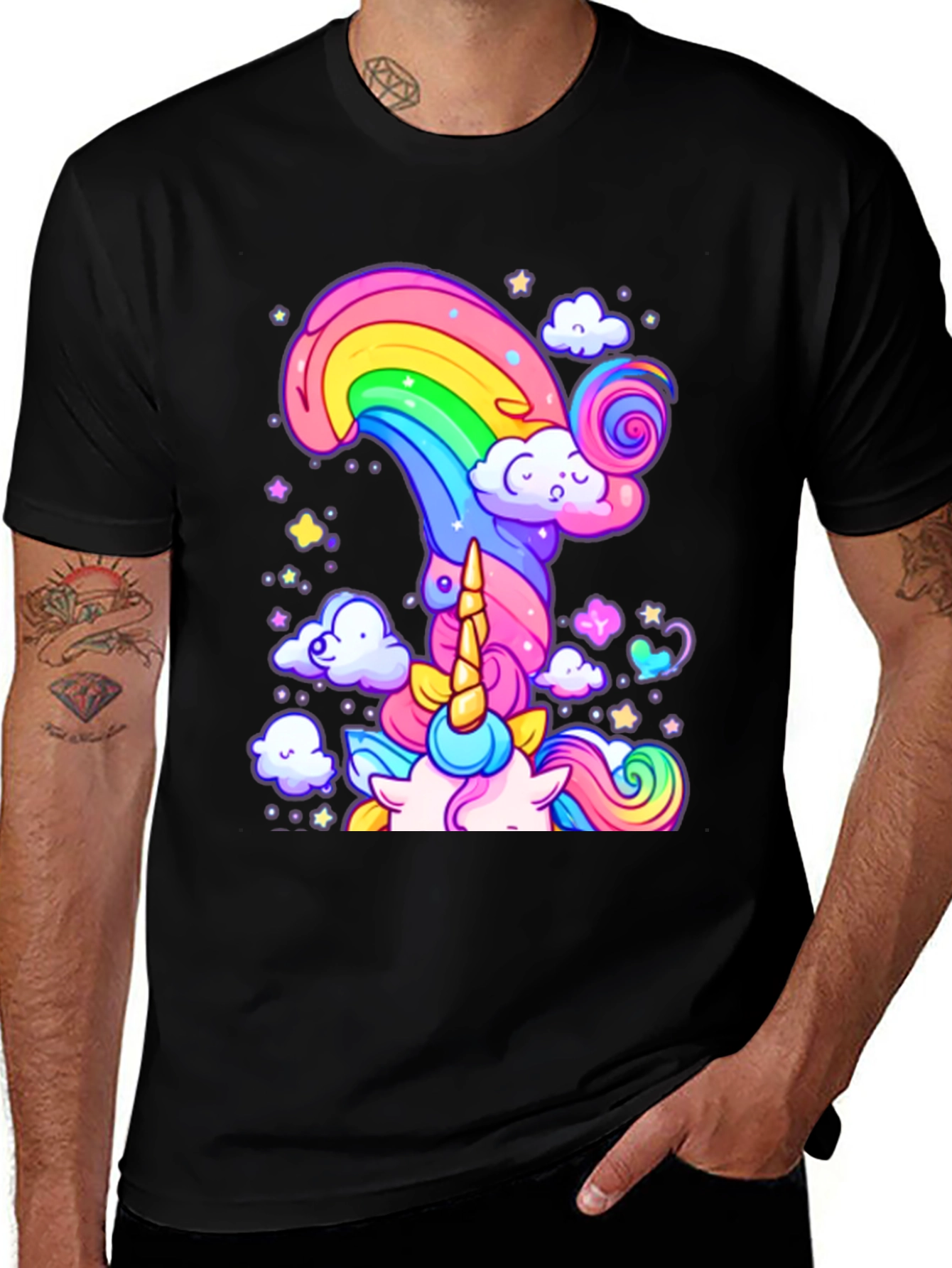 Variant 19 of Unicorn Rainbow Graphic Tee - Black
