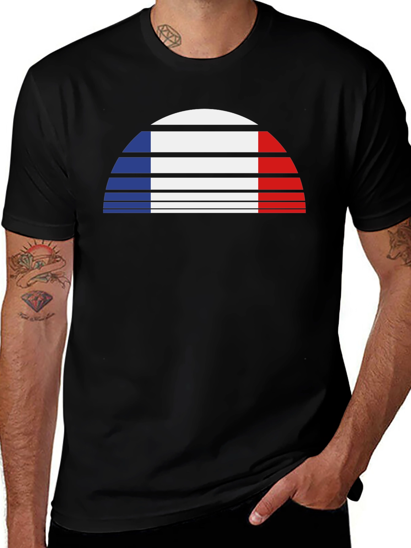 Variant 29 of French Flag Graphic Tee - Retro Style