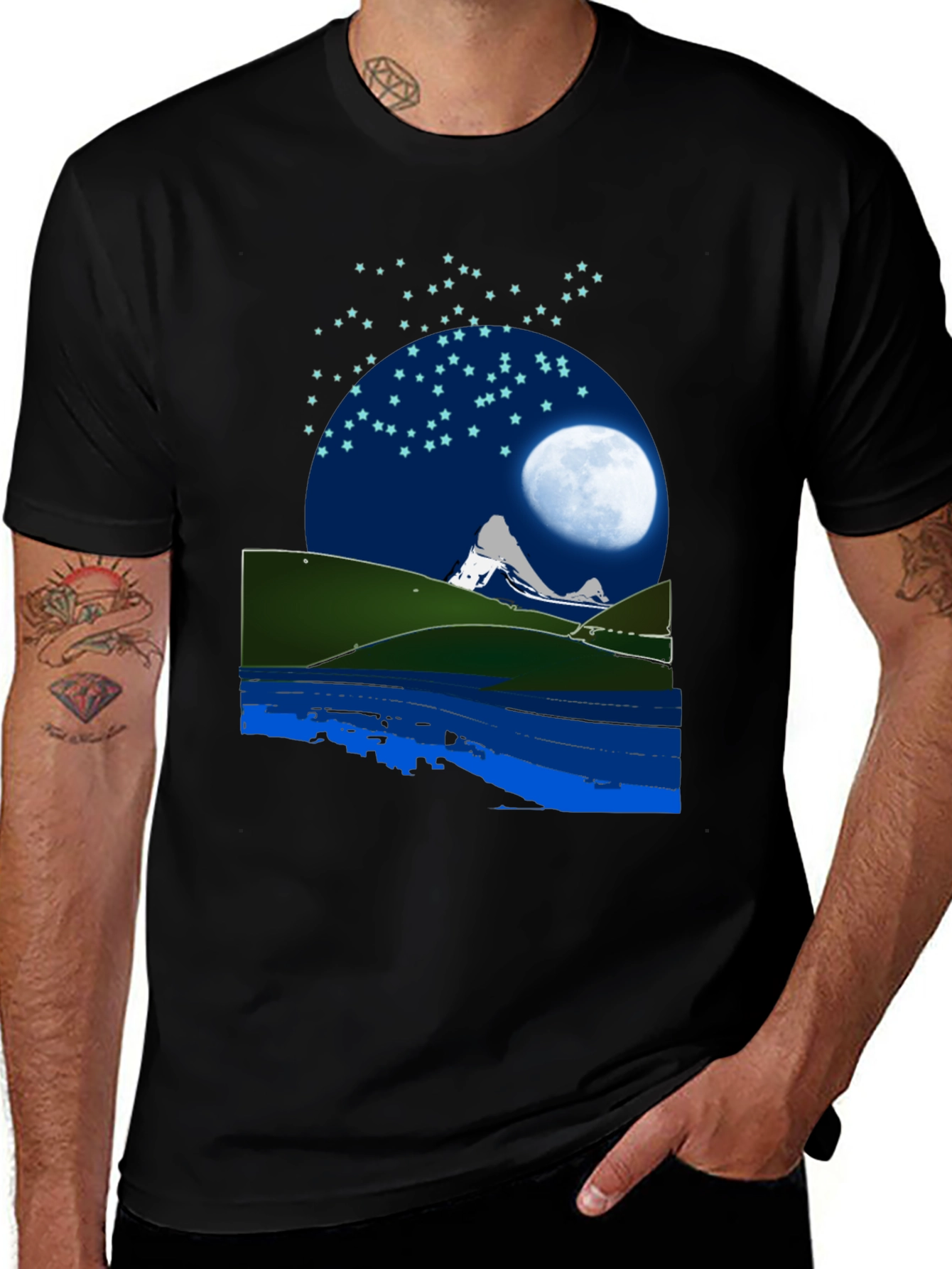 Variant 15 of Night Sky Mountain Graphic Tee