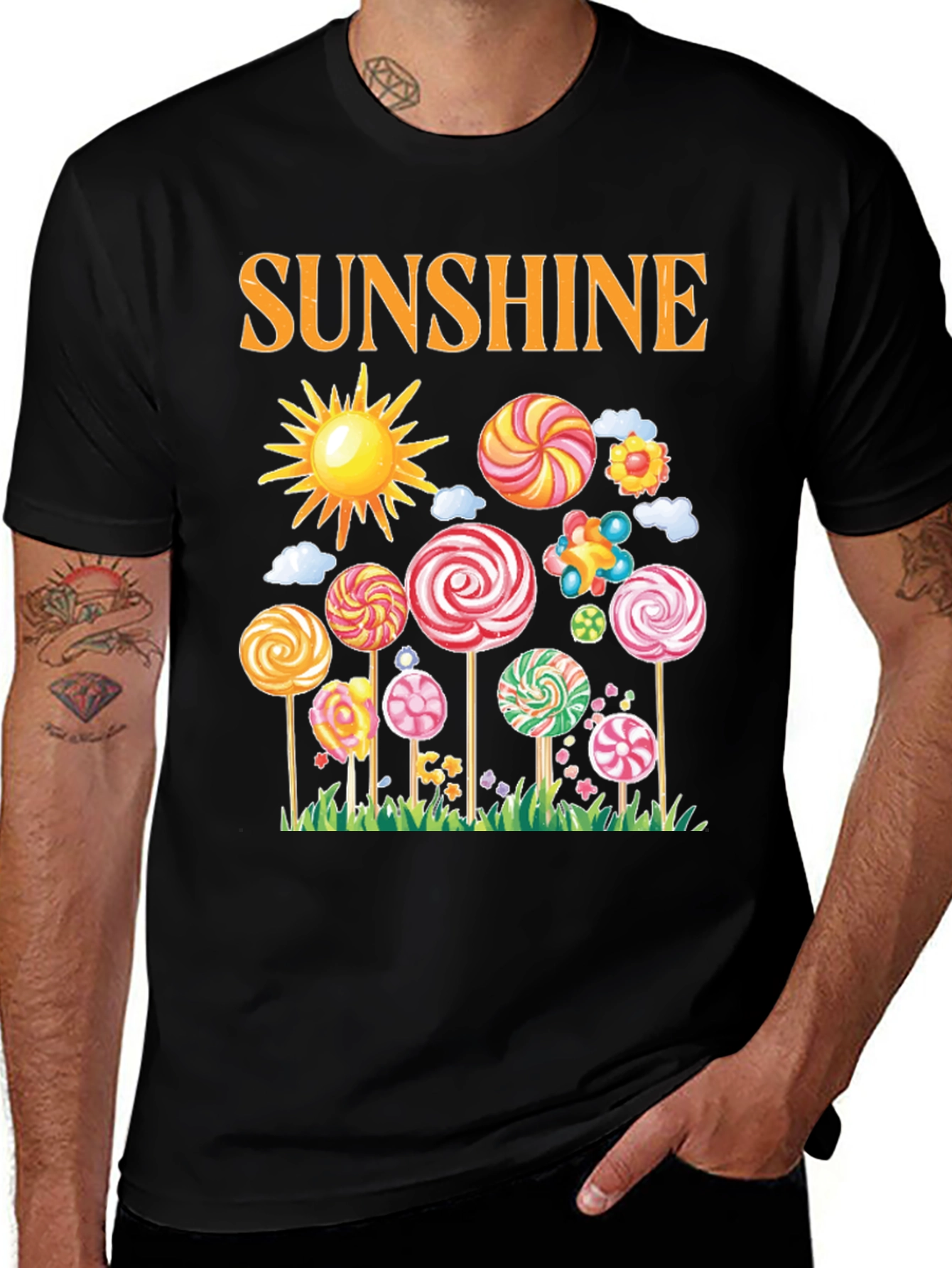 Variant 14 of Sunshine Lollipop Garden T-Shirt - Black