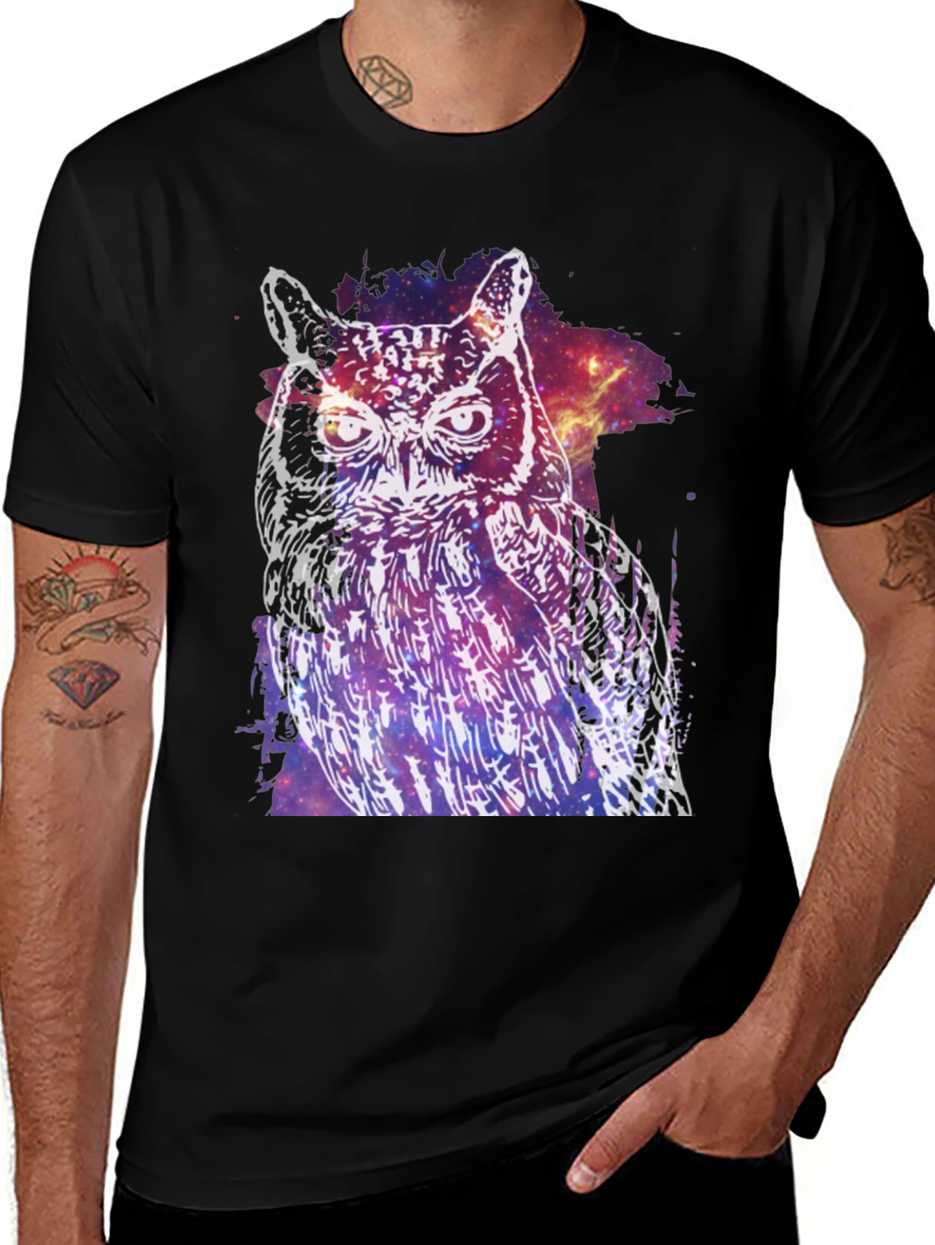 Variant 3 of Cosmic Owl Graphic T-Shirt - Unisex