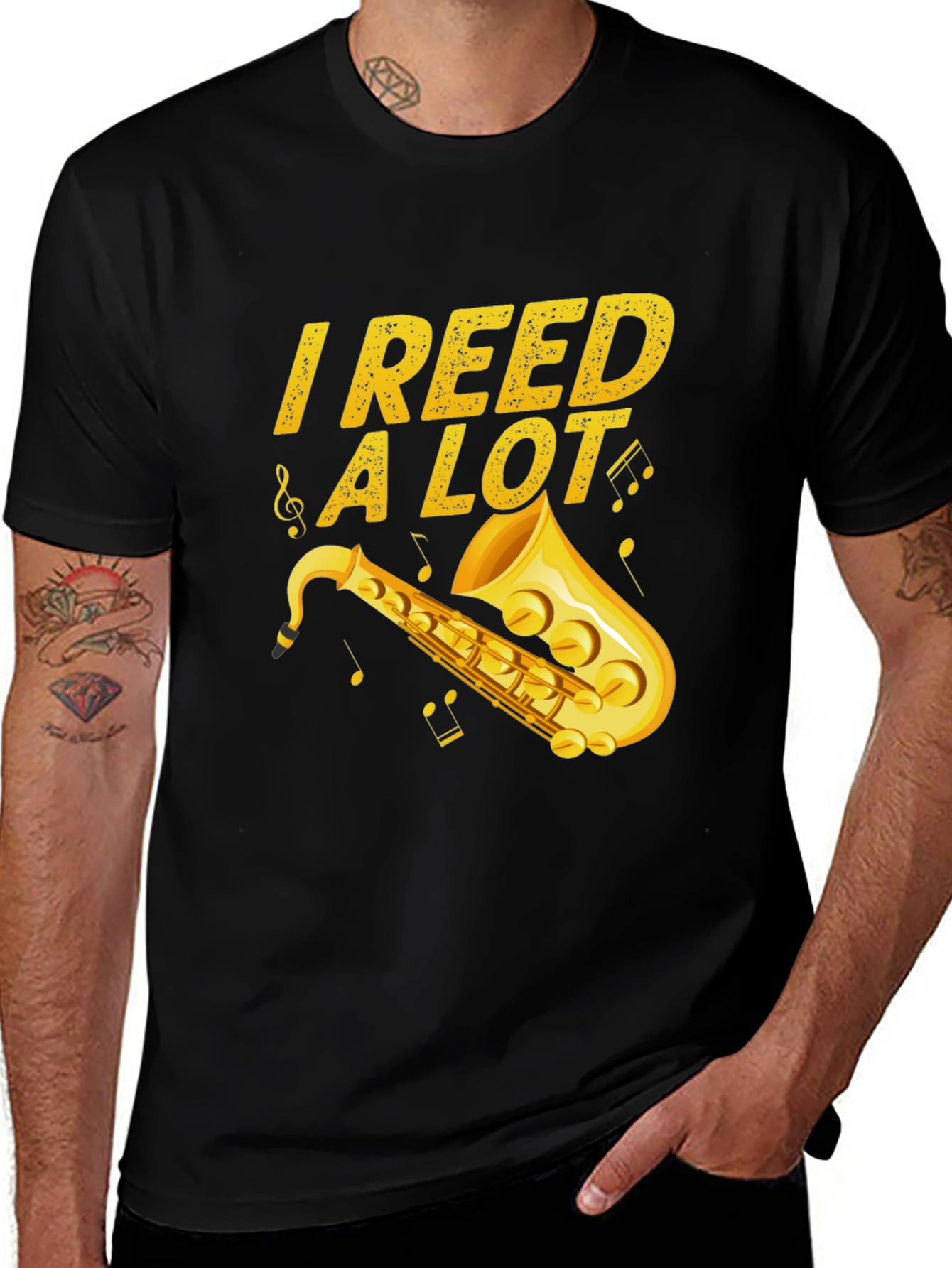 Variant 4 of I Reed a Lot Saxophone Musician Black T-Shirt