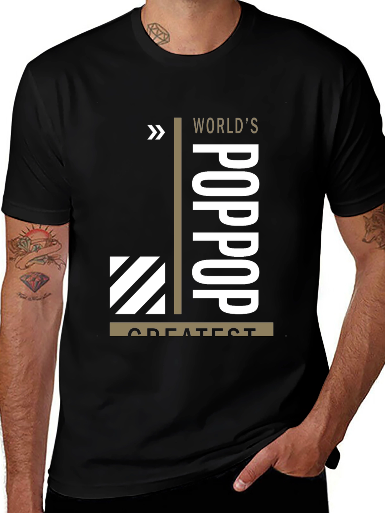 Variant 2 of World's Greatest Poppop T-Shirt - Black Graphic Tee
