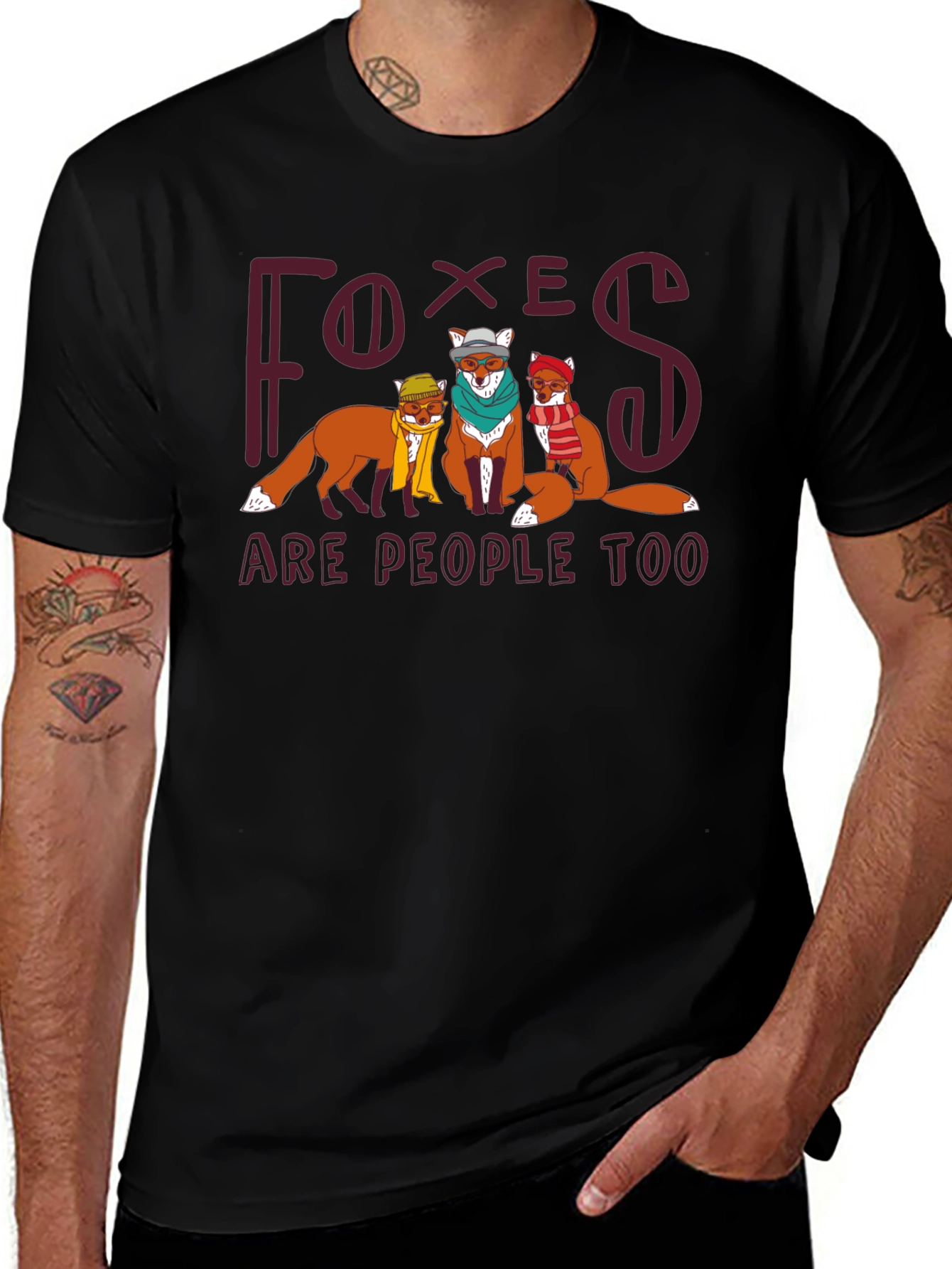 Variant 11 of Foxes Are People Too Black Graphic T-Shirt