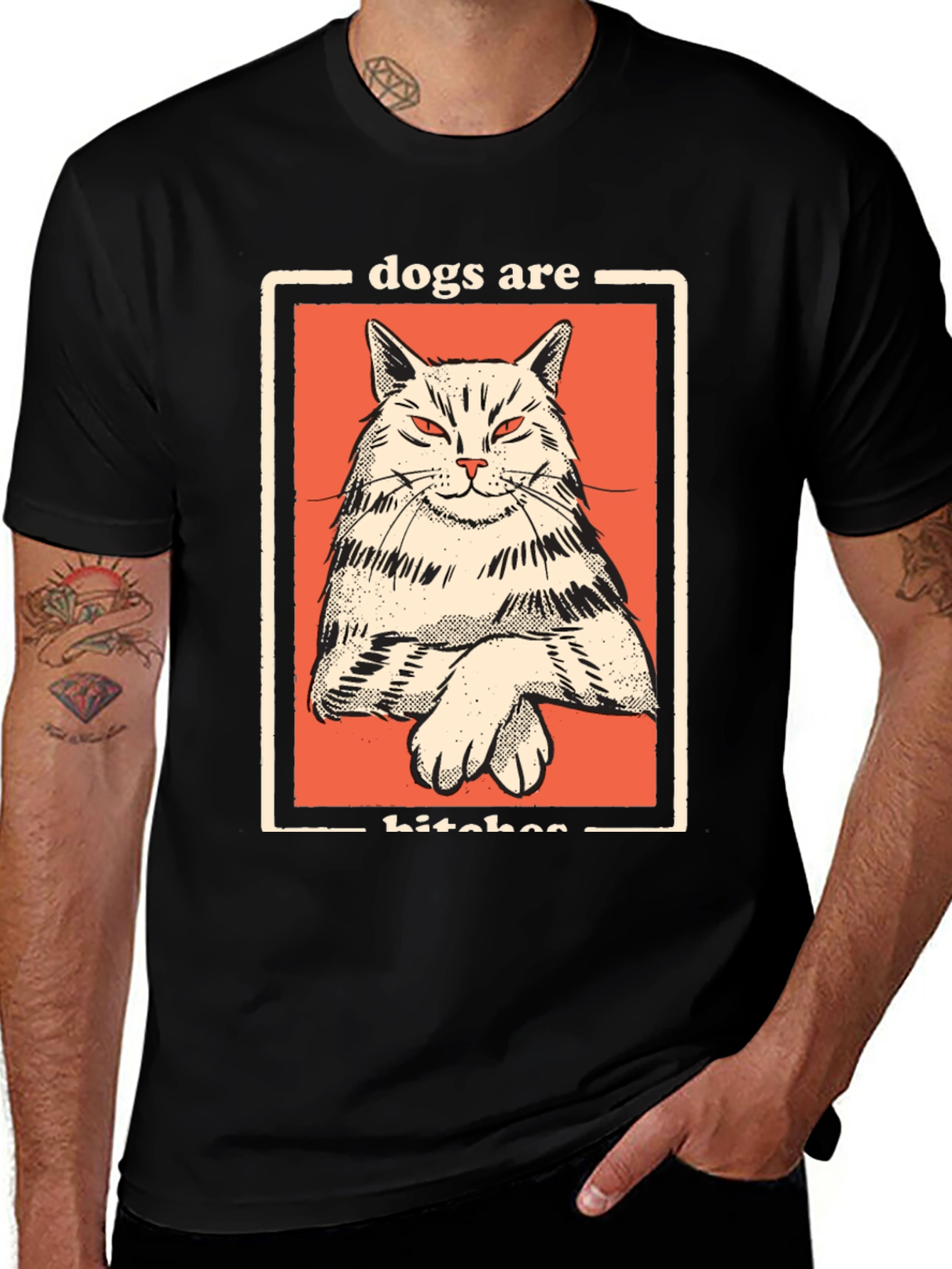 Variant 25 of Dogs Are Bitches Cat Graphic Black T-Shirt