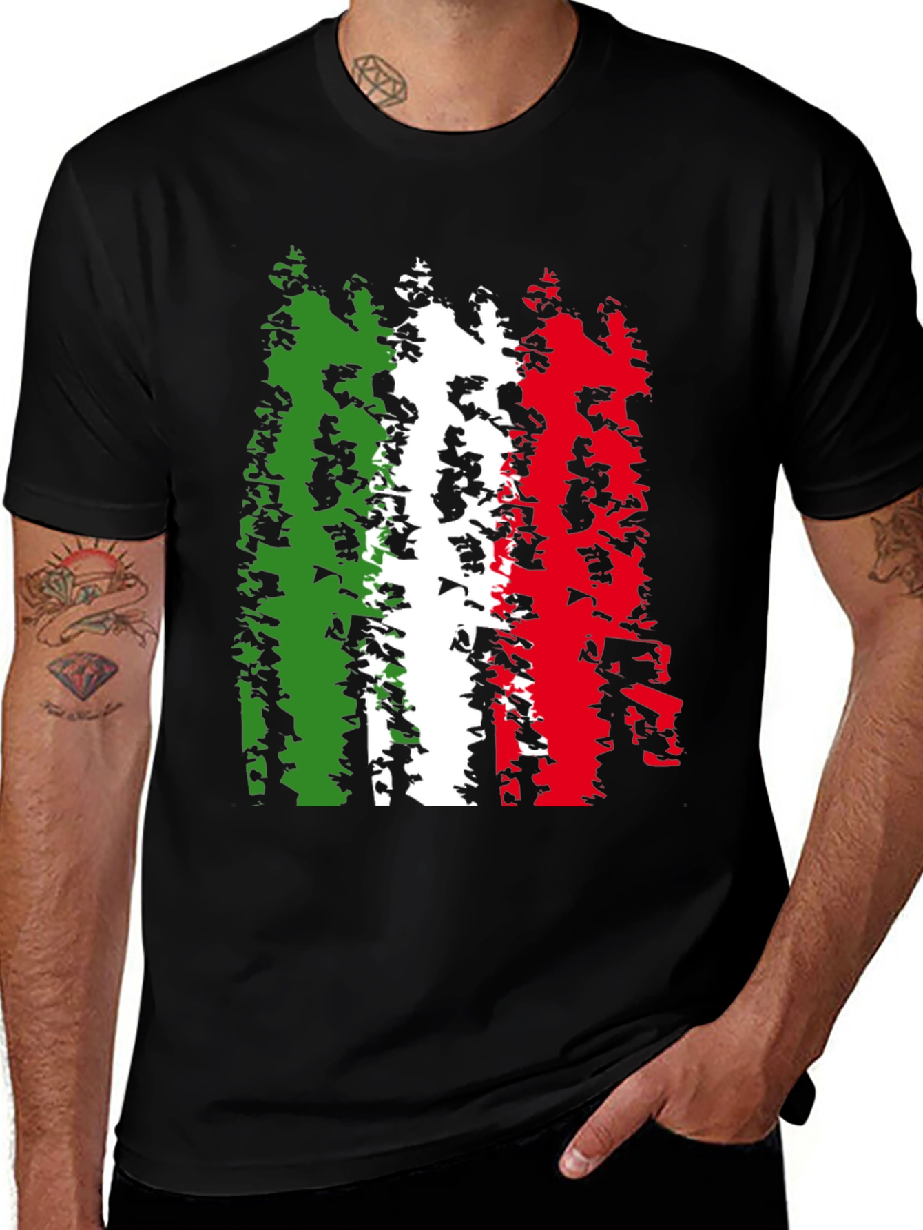 Italian Flag Grunge Graphic T-Shirt