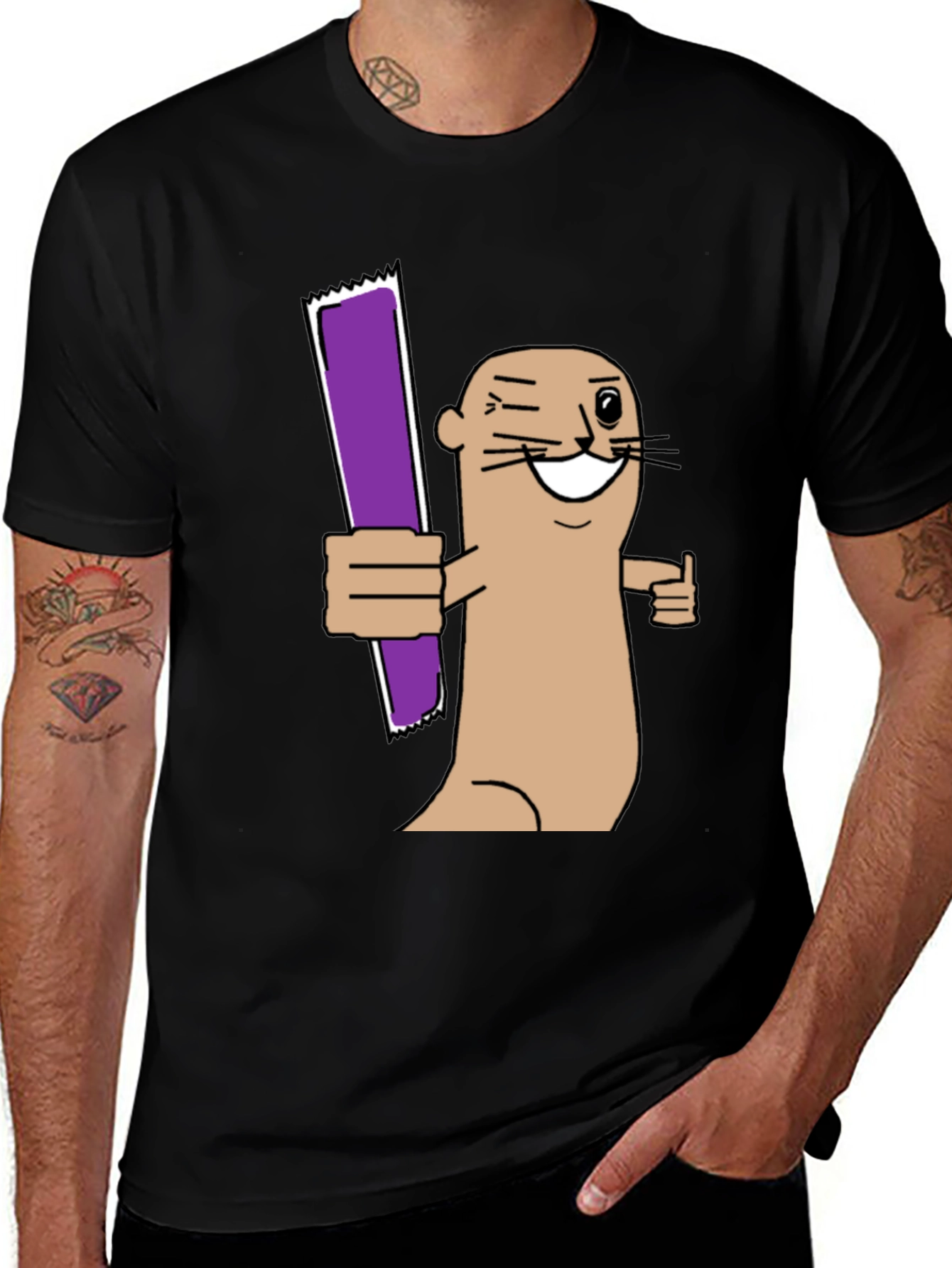 Variant 19 of Funny Otter Purple Bar T-Shirt