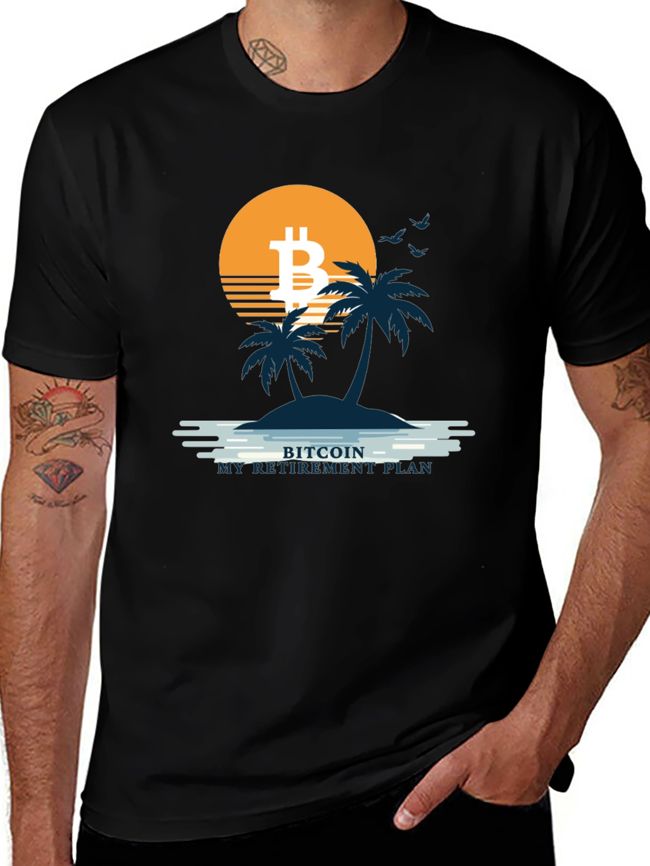 Variant 12 of Bitcoin Retirement Plan T-Shirt - Island Design