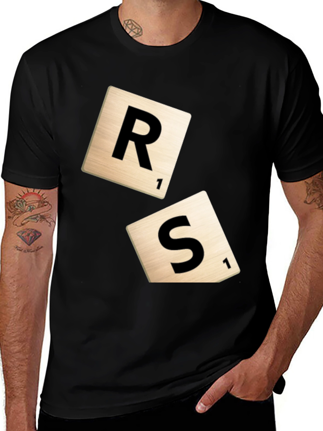 Scrabble Tile T-Shirt: R and S Letters - Casual Cotton Tee
