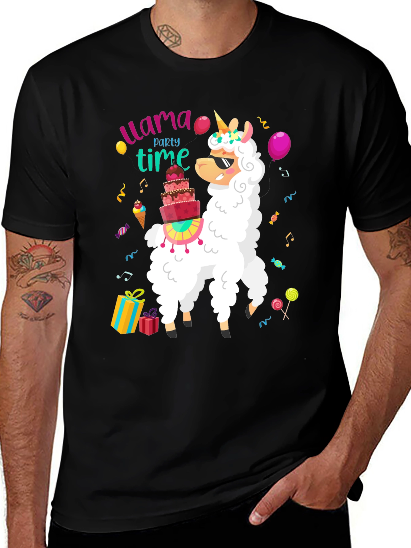 Variant 26 of Llama Party Time T-Shirt - Fun Birthday Tee