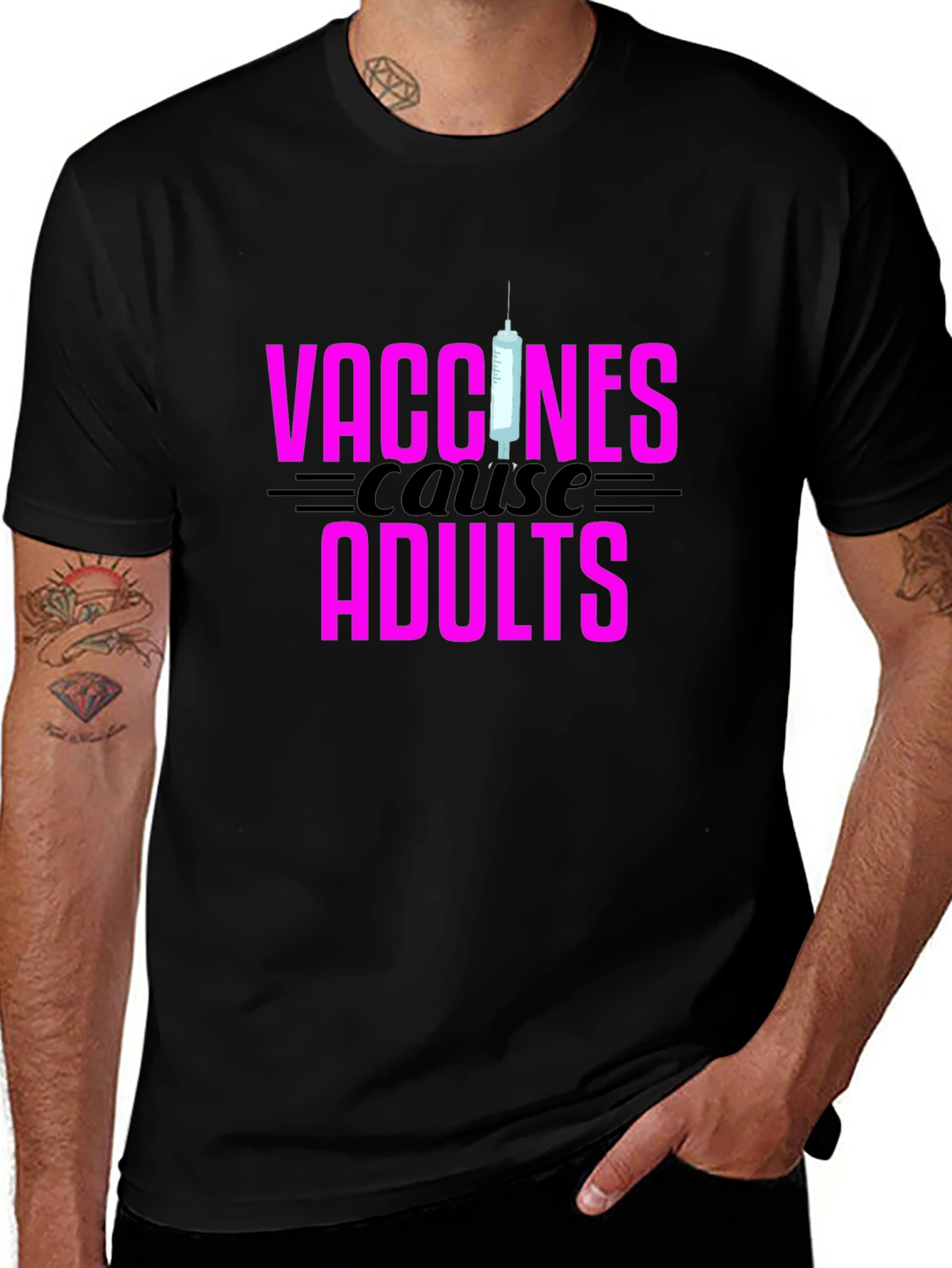 Variant 24 of Vaccines Cause Adults Black Graphic Tee