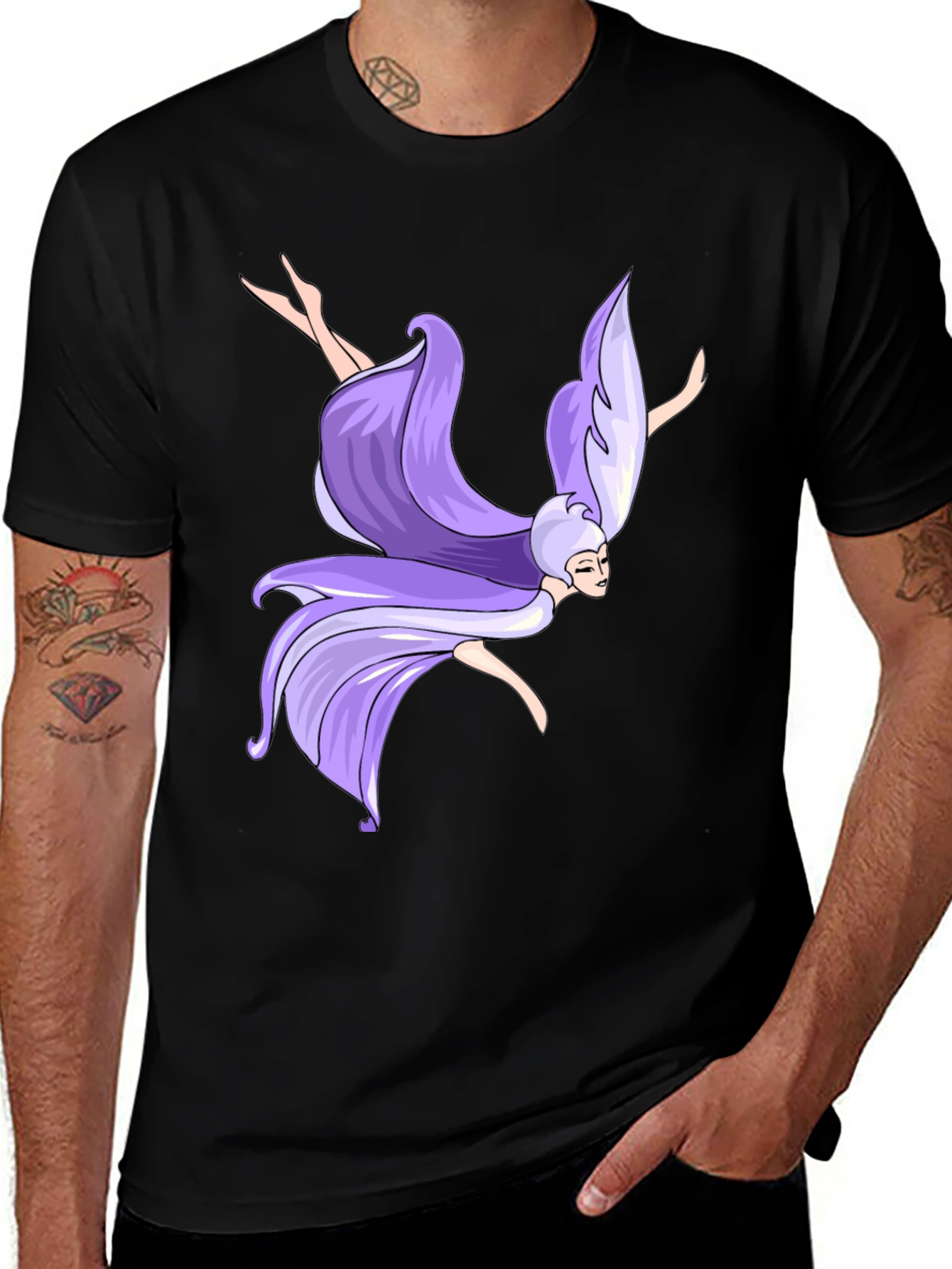 Variant 16 of Mystic Fairy Graphic Tee - Soft Black Cotton