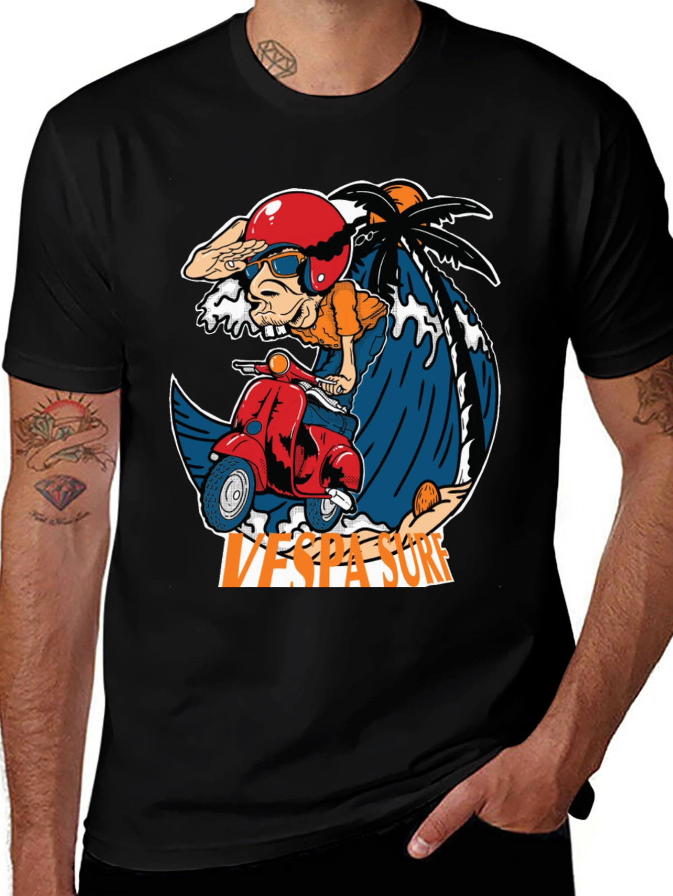 Variant 5 of Vespa Surf T-Shirt - Cool Graphic Tee