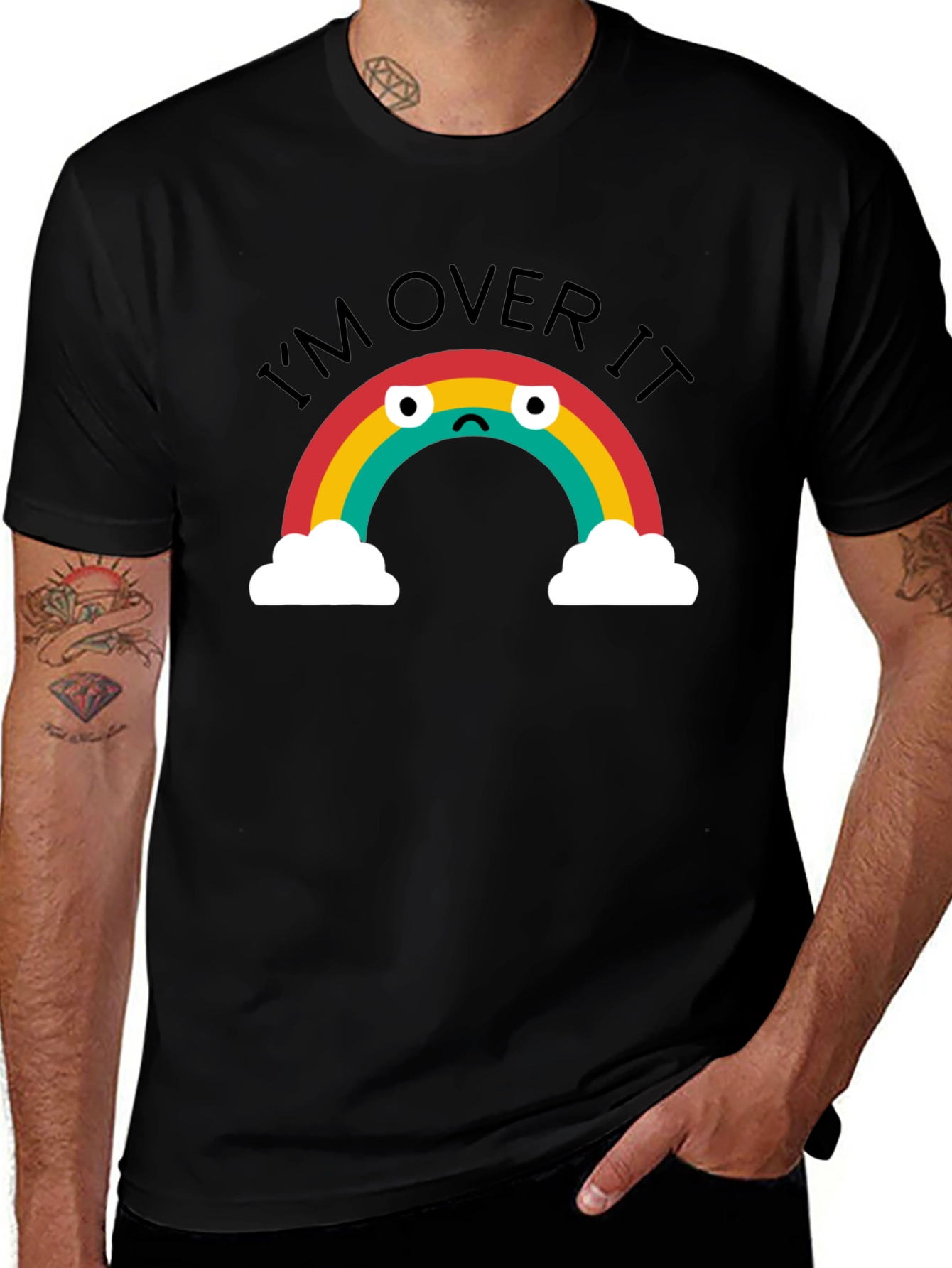 Variant 24 of I'm Over It Rainbow Graphic Tee - Black
