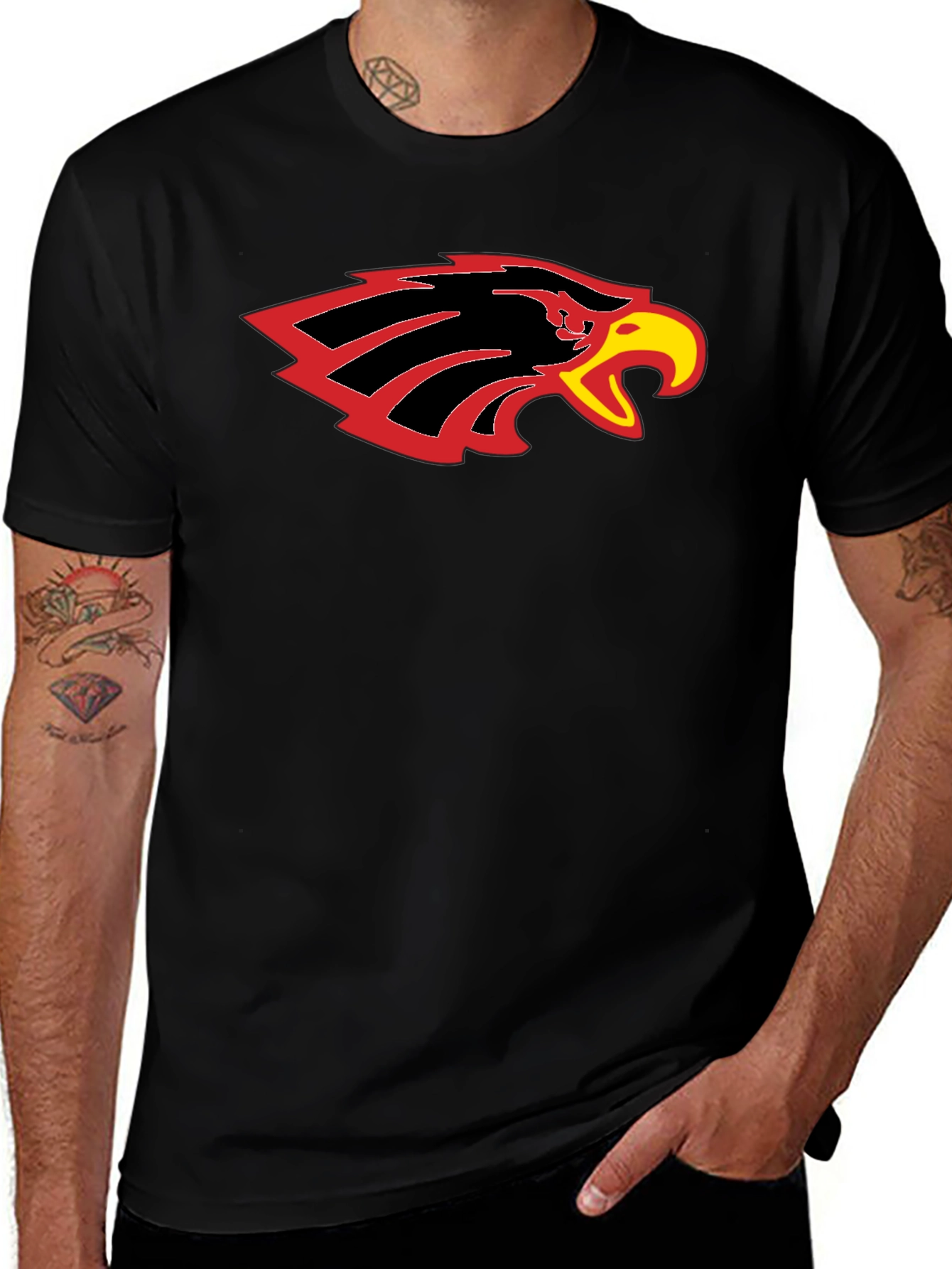 Variant 30 of Black T-Shirt with Eagle Head Graphic