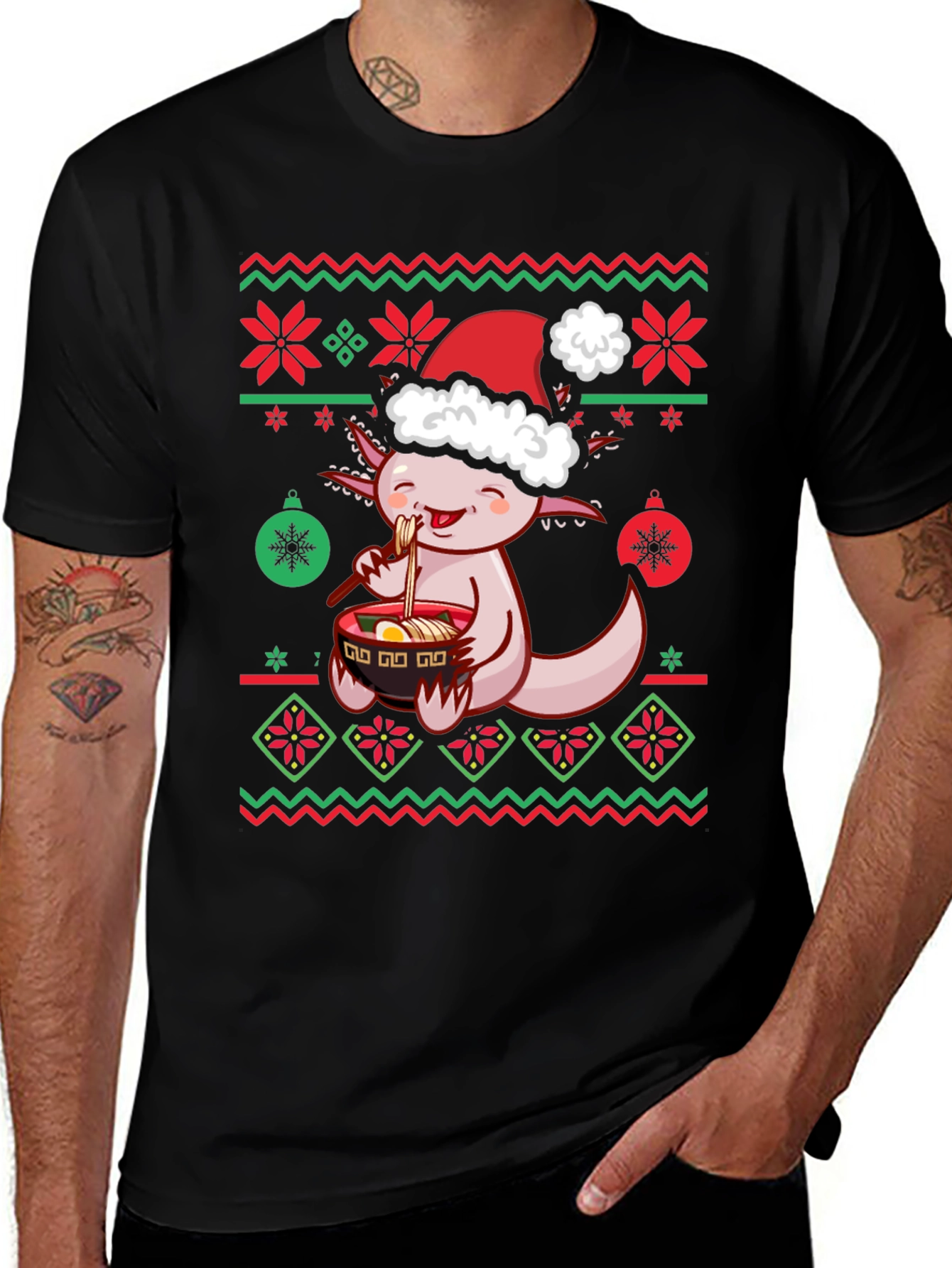 Variant 21 of Axolotl Ramen Christmas Ugly Sweater T-Shirt