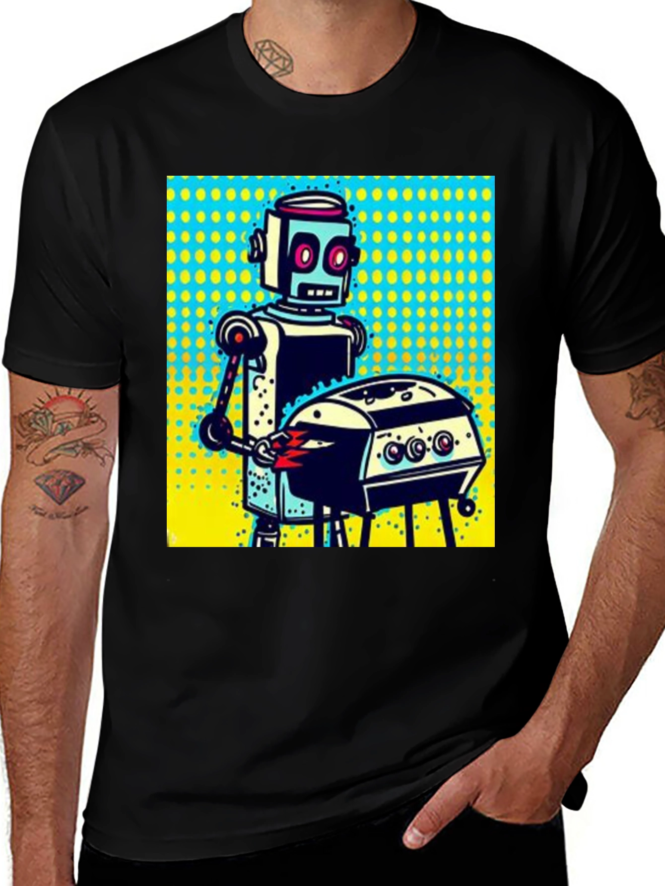 Variant 7 of Robot Grilling T-Shirt - Novelty Graphic Tee