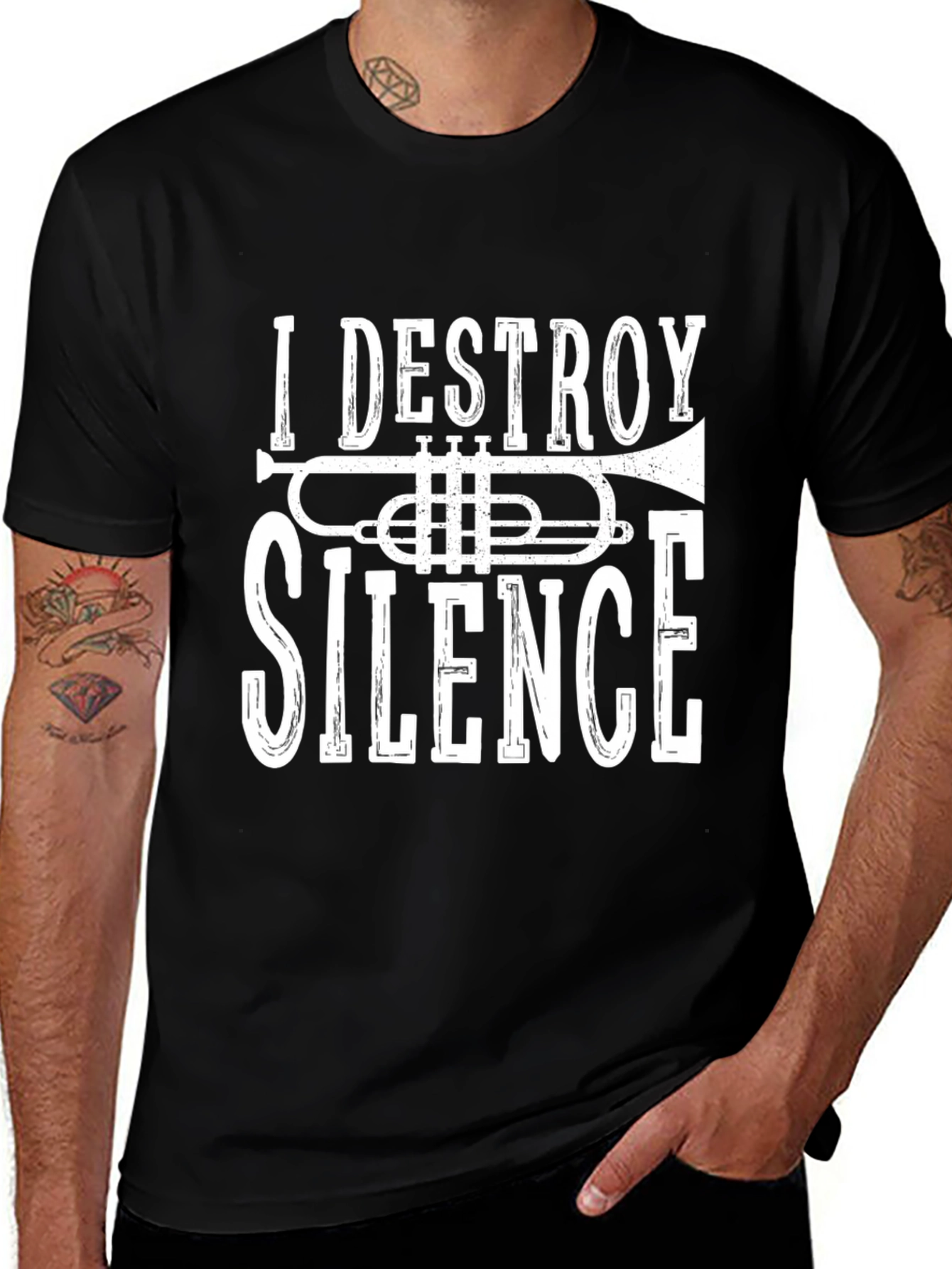 Variant 11 of I Destroy Silence Trumpet Graphic Tee