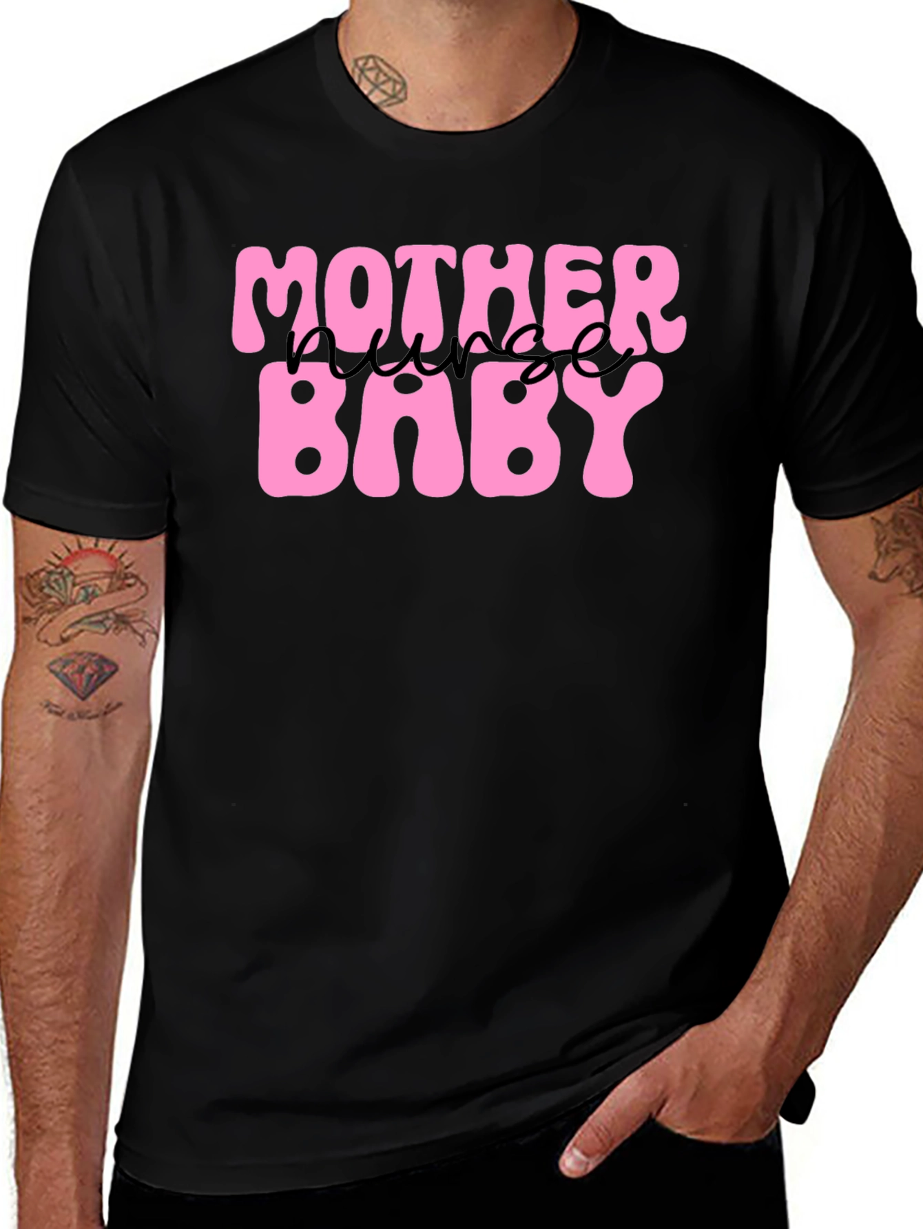 Variant 10 of Mother Husband Baby Graphic T-Shirt - Black