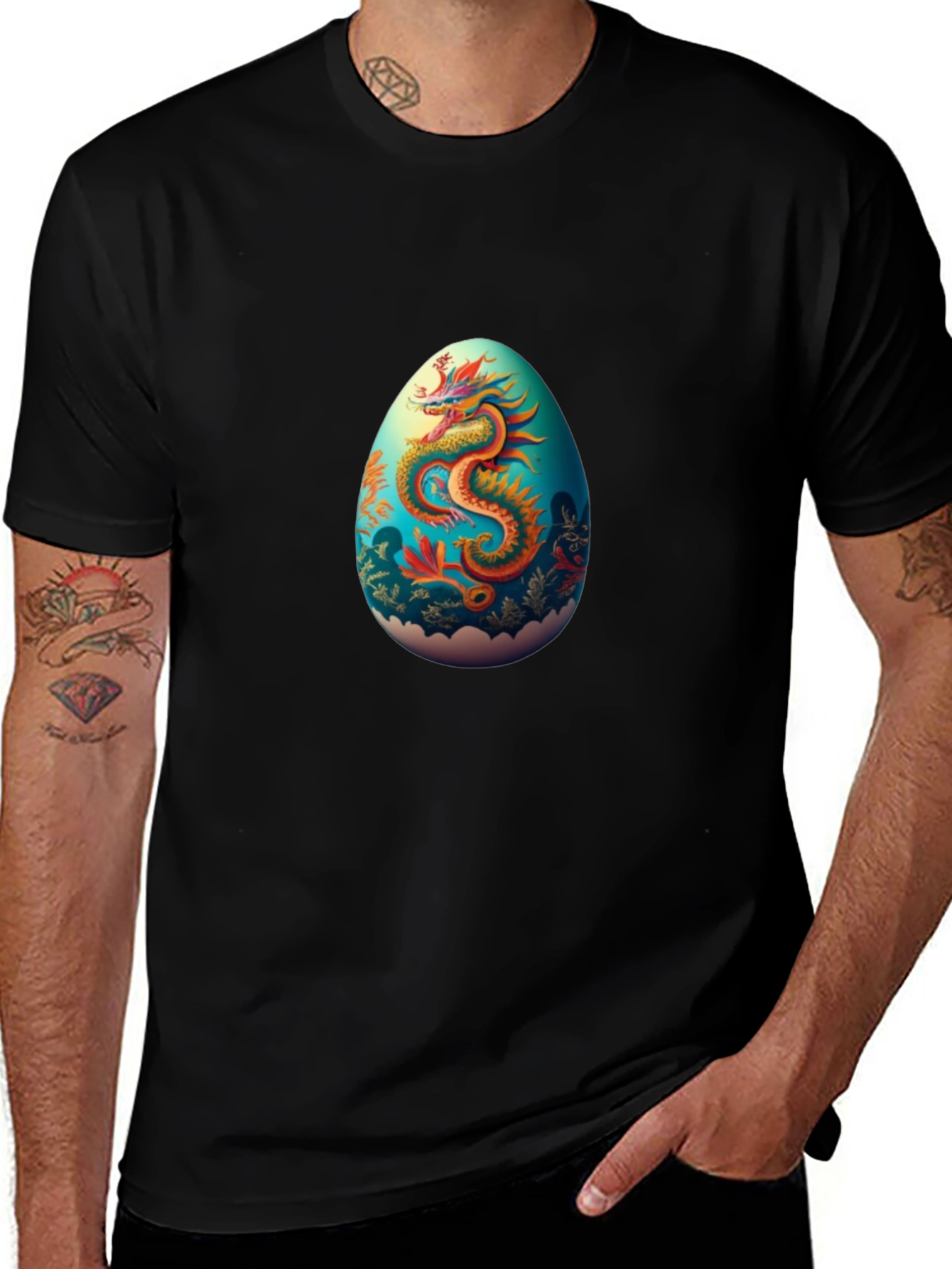 Variant 15 of Dragon Egg Graphic Tee - Black Casual T-Shirt