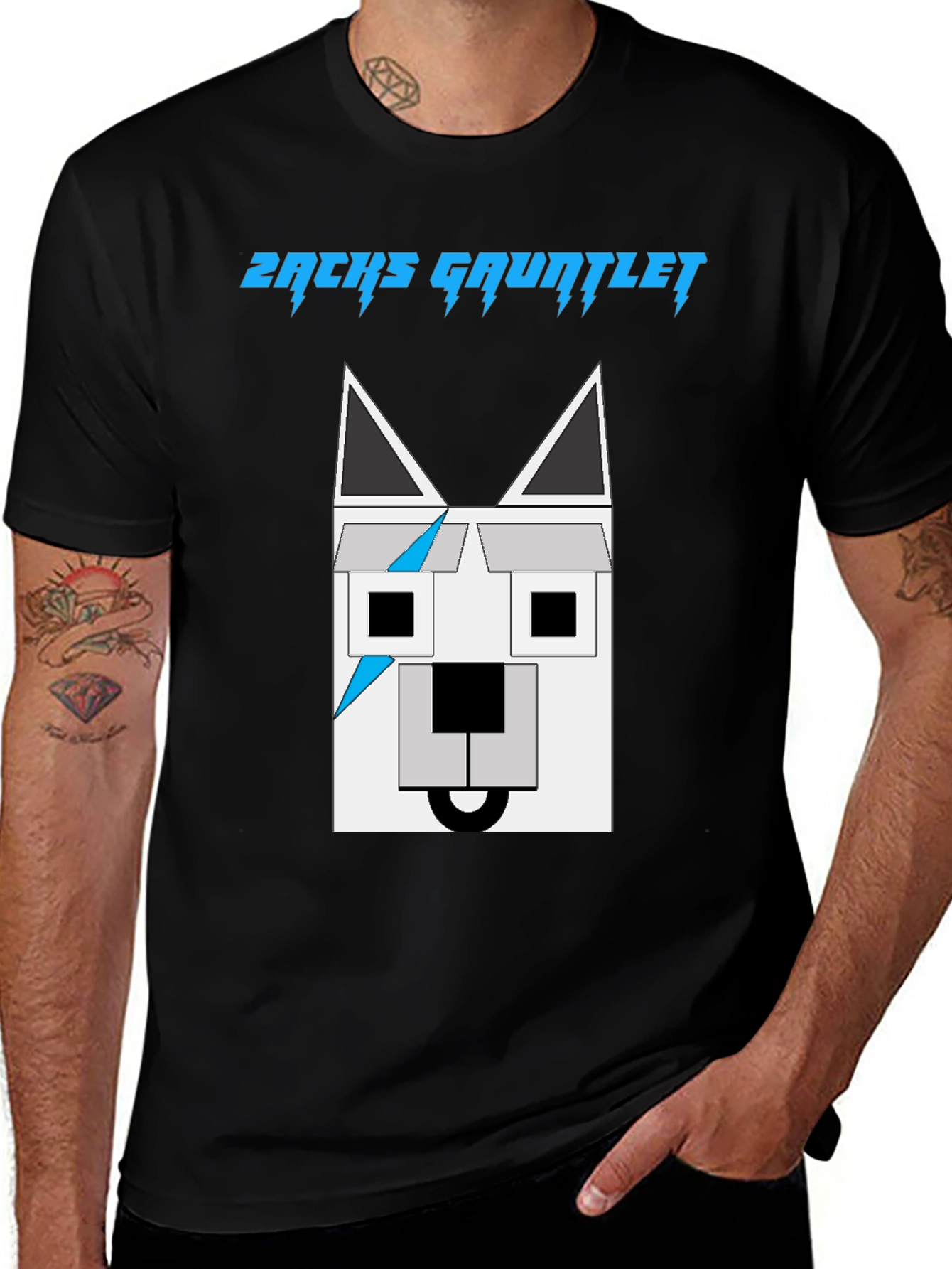 Black Zachs Gauntlet Graphic Tee - Unique Geometric Dog Design main image