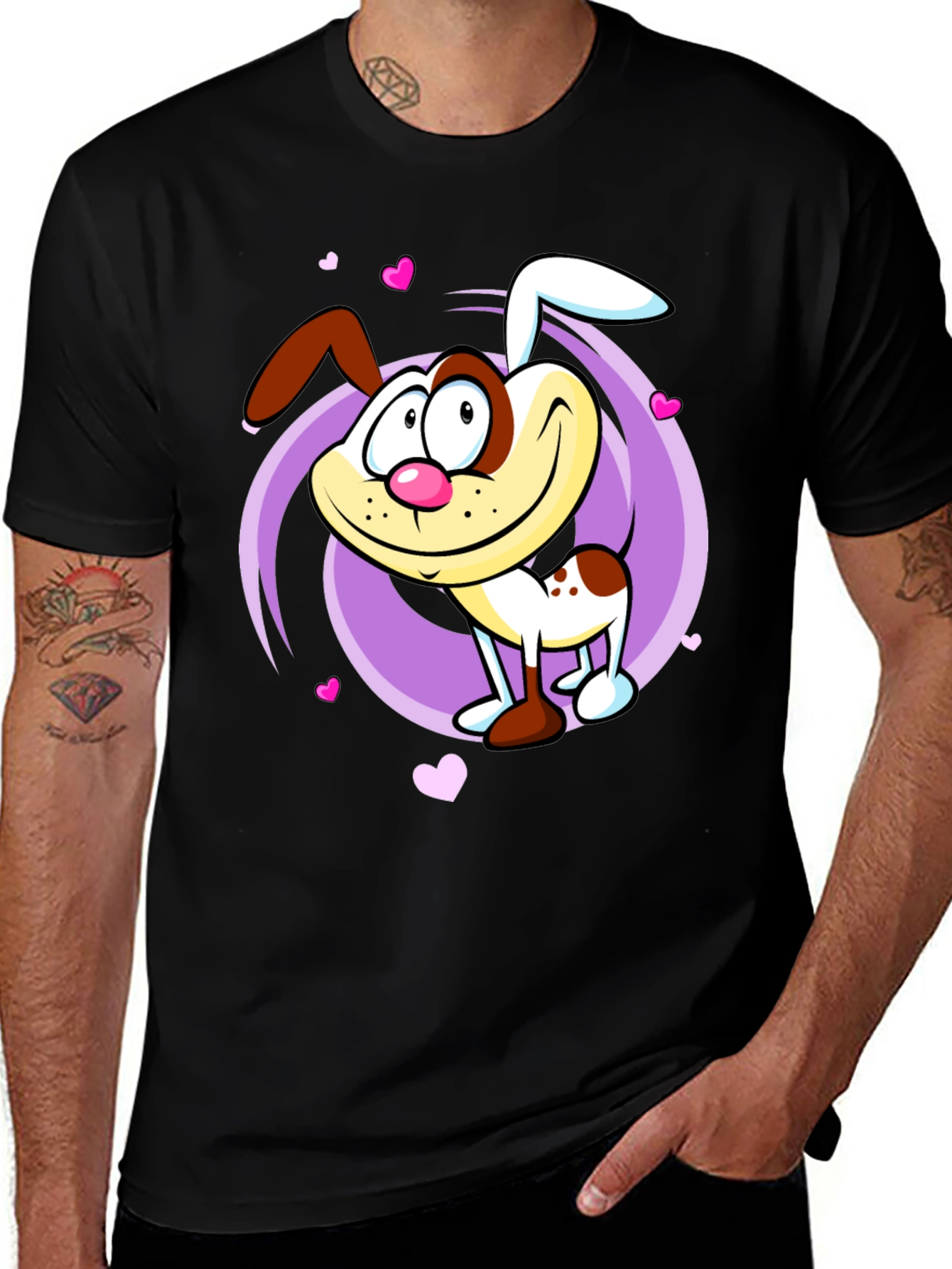 Cute Cartoon Dog Graphic T-Shirt