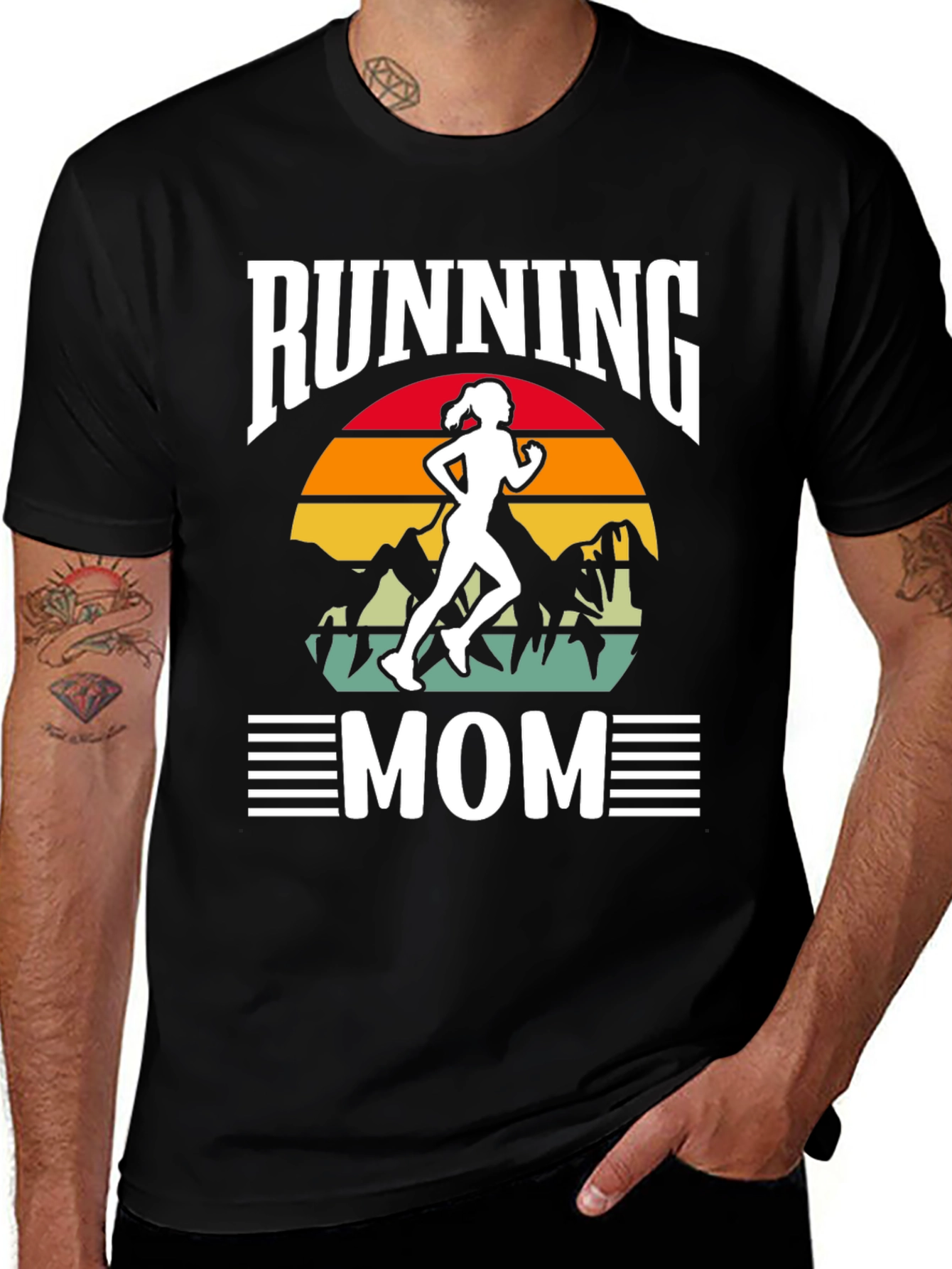 Variant 22 of Running Mom Graphic Tee - Women's Fitness Shirt