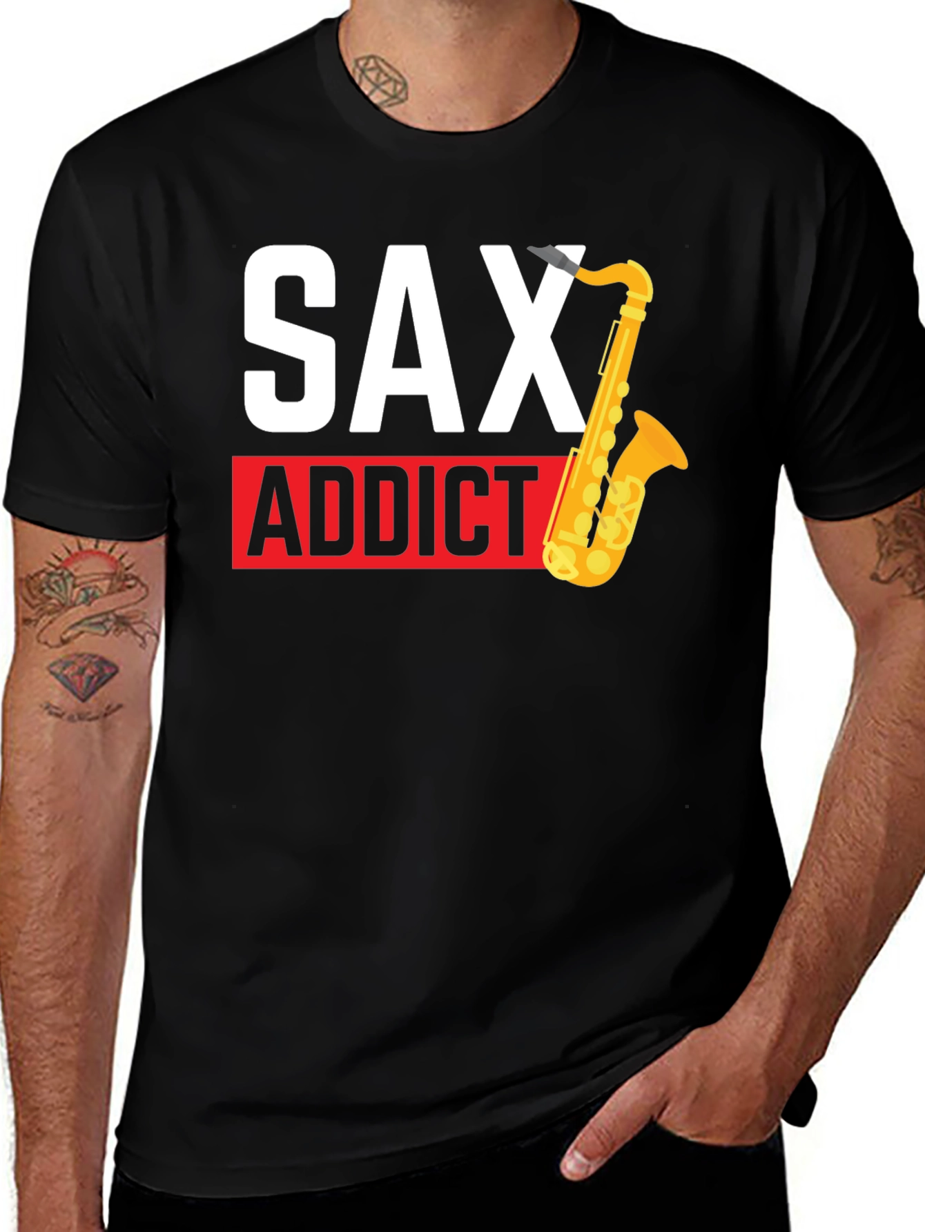Variant 17 of Sax Addict Black T-Shirt