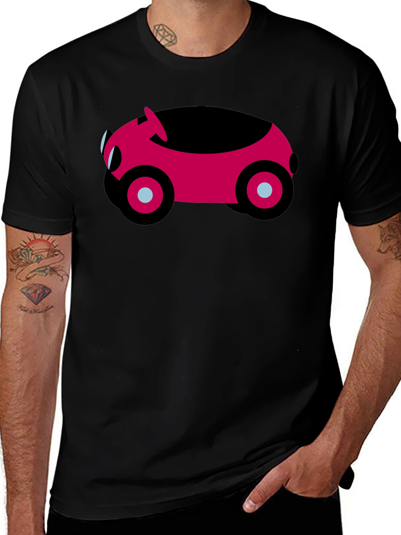Variant 15 of Black T-Shirt with Car Graphic