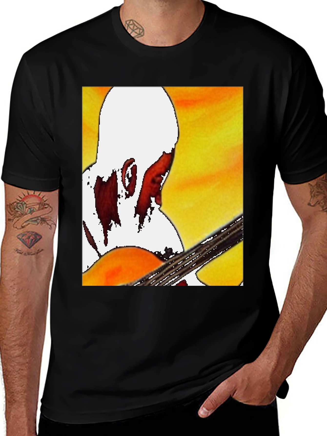Variant 25 of Guitar Player Graphic T-Shirt - Classic Crew Neck