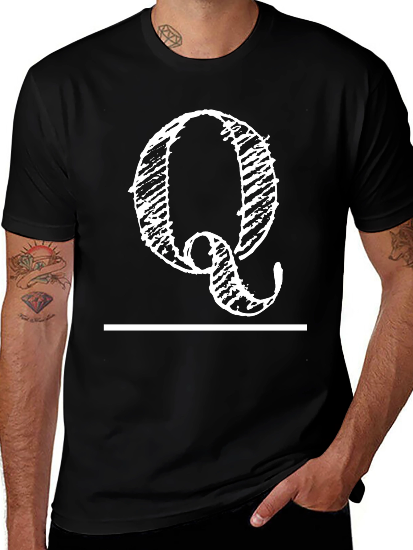Black Q Graphic Print Black T-Shirt main image