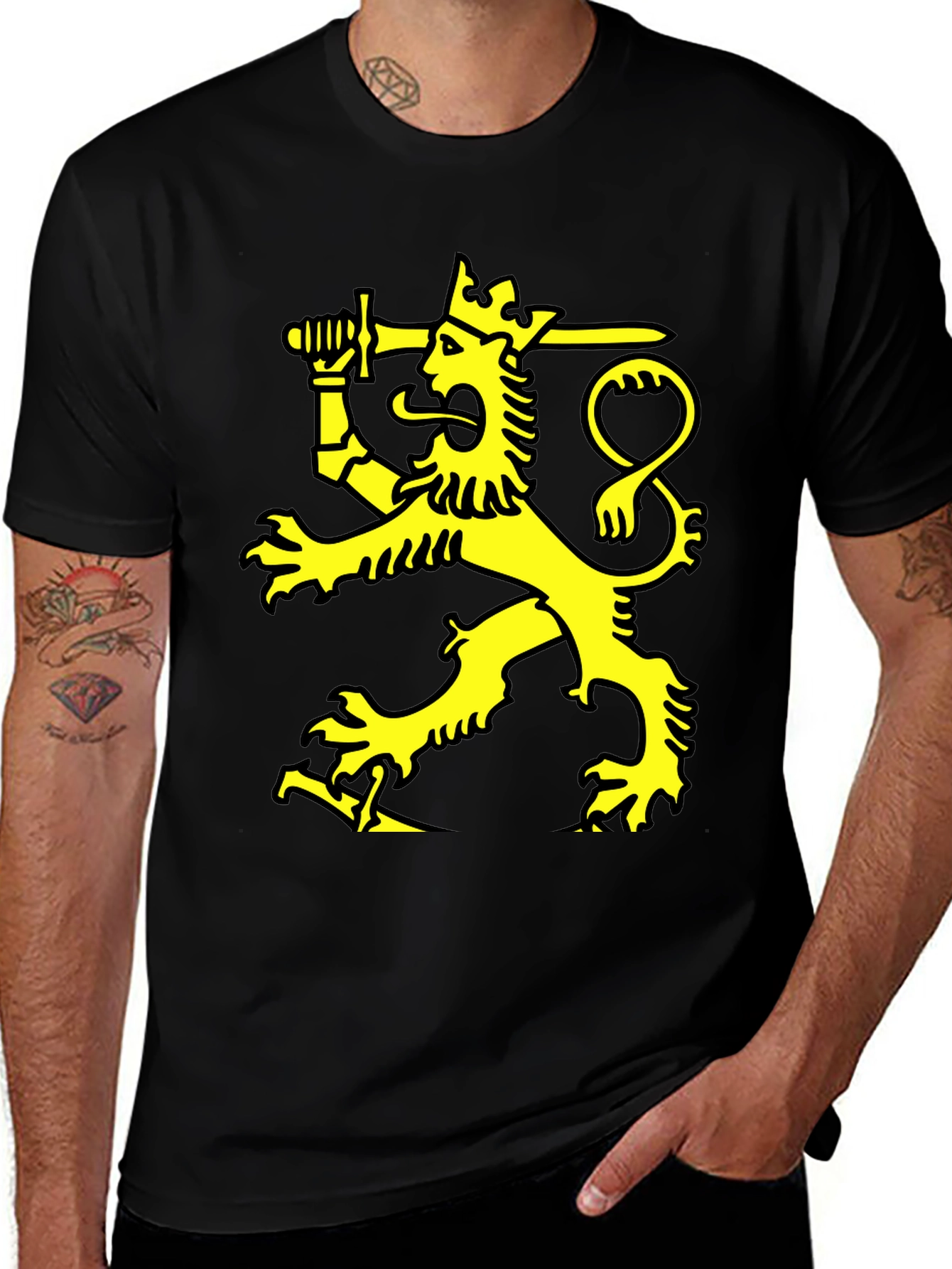 Variant 4 of Lion Crest Graphic Tee - Soft Black T-Shirt
