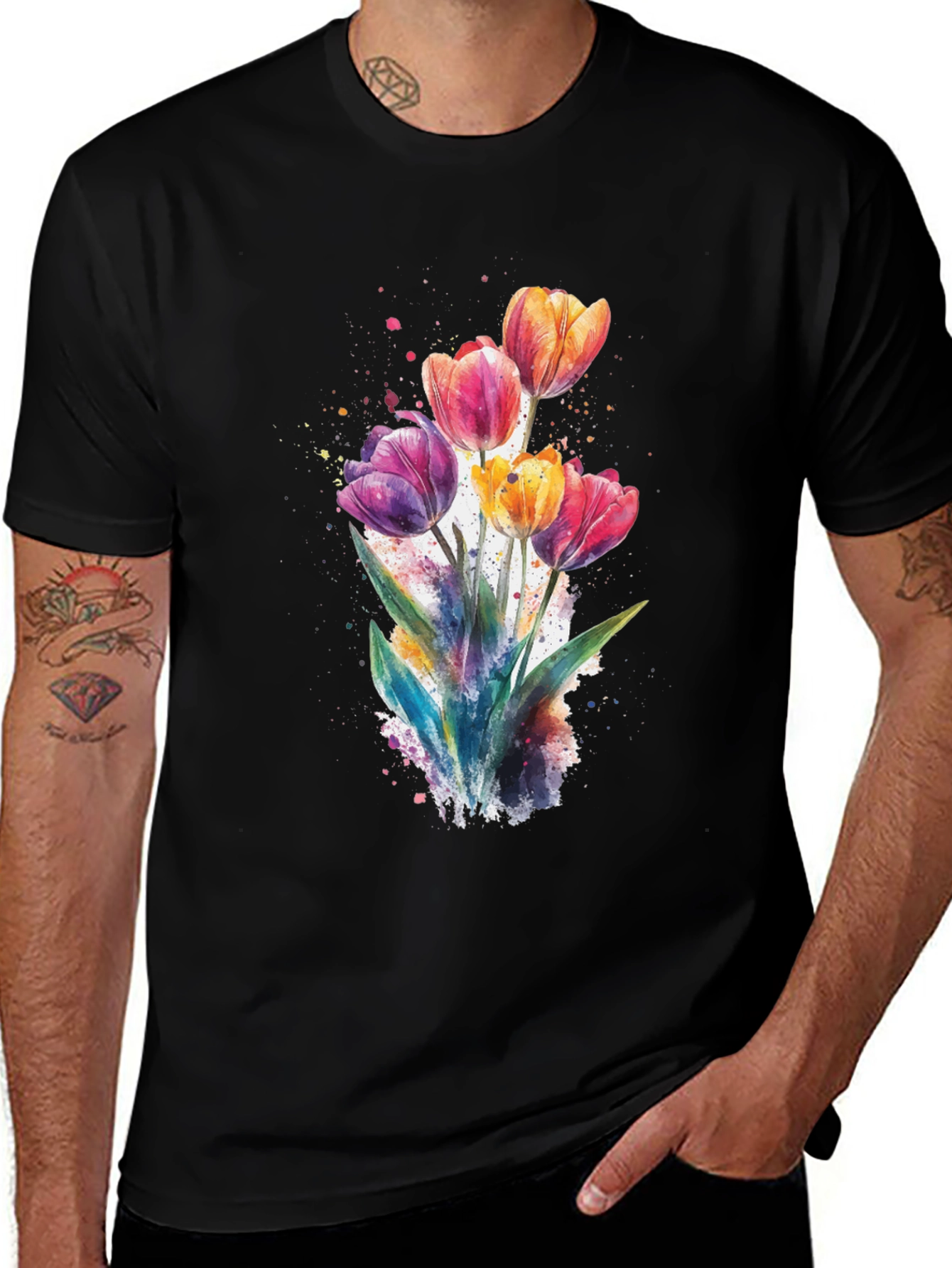 Variant 2 of Watercolor Tulips Graphic Tee