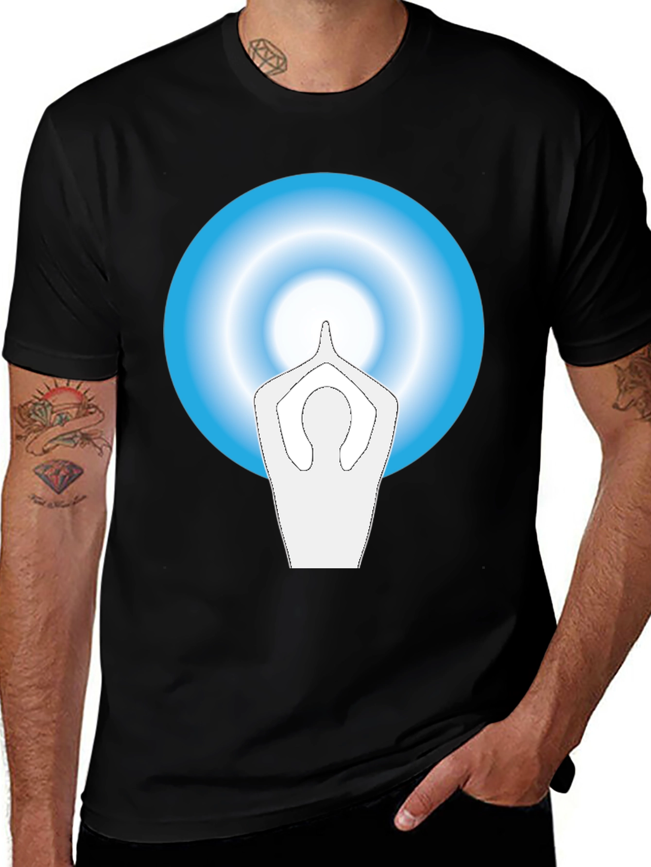 Variant 10 of Zen Black Tee with Yoga Silhouette Graphic
