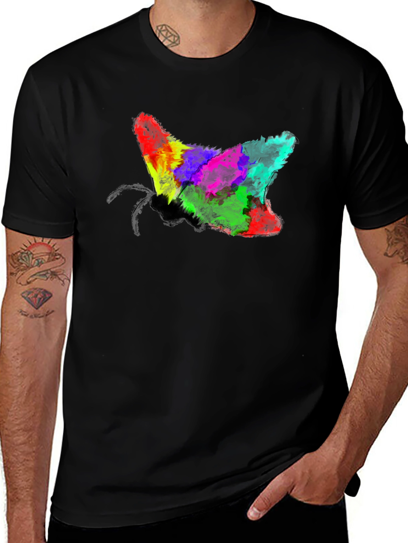 Variant 17 of Abstract Butterfly Graphic Tee - Black