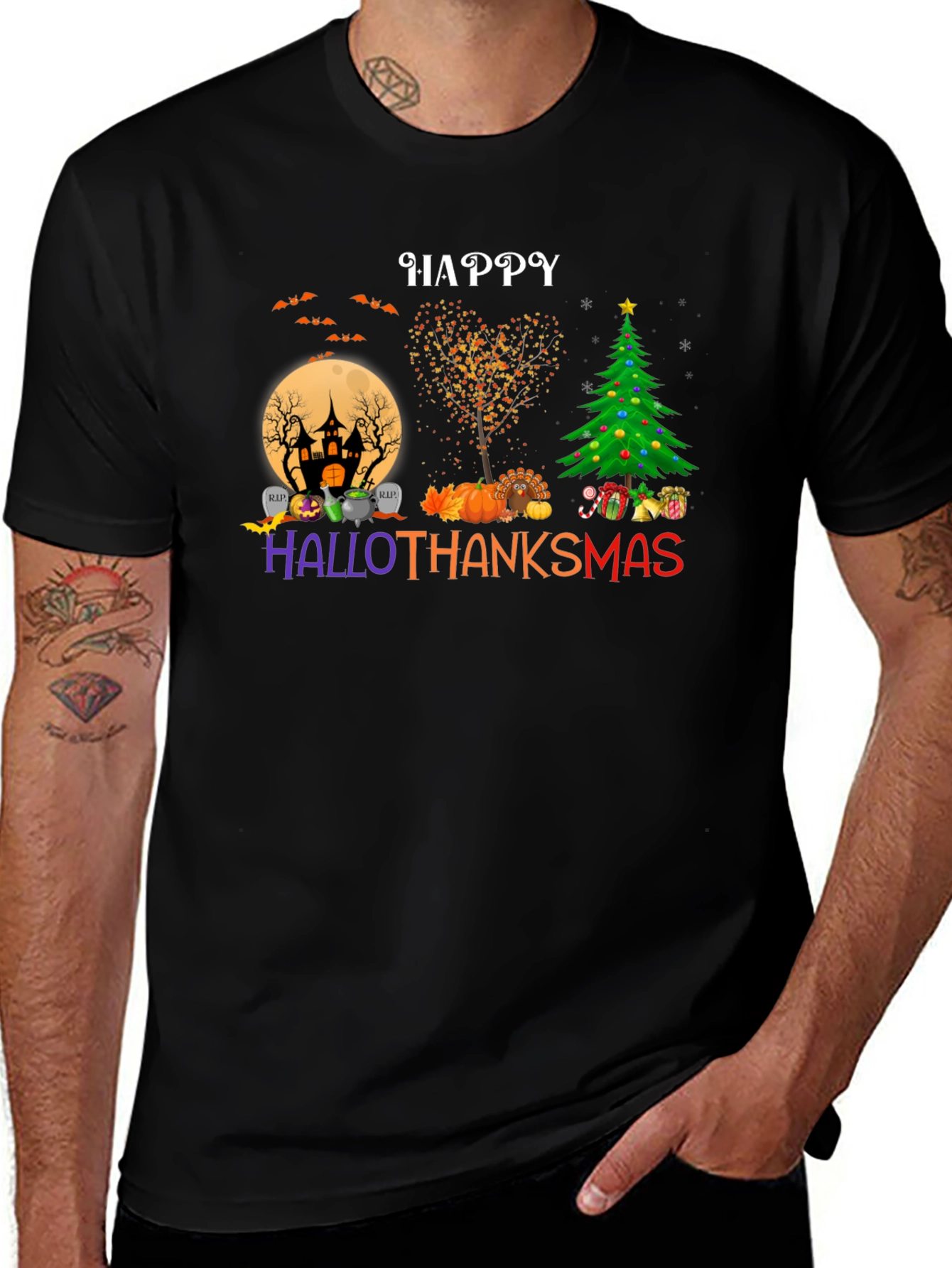 Happy HalloThanksmas T-Shirt - Holiday Mashup Tee