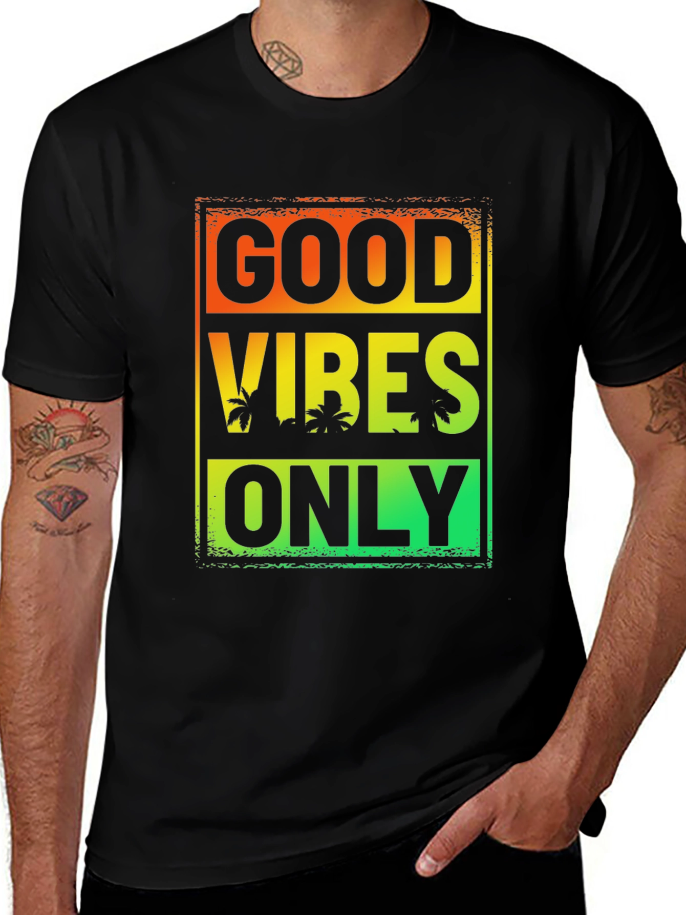 Variant 14 of Good Vibes Only Graphic Tee - Tropical Design