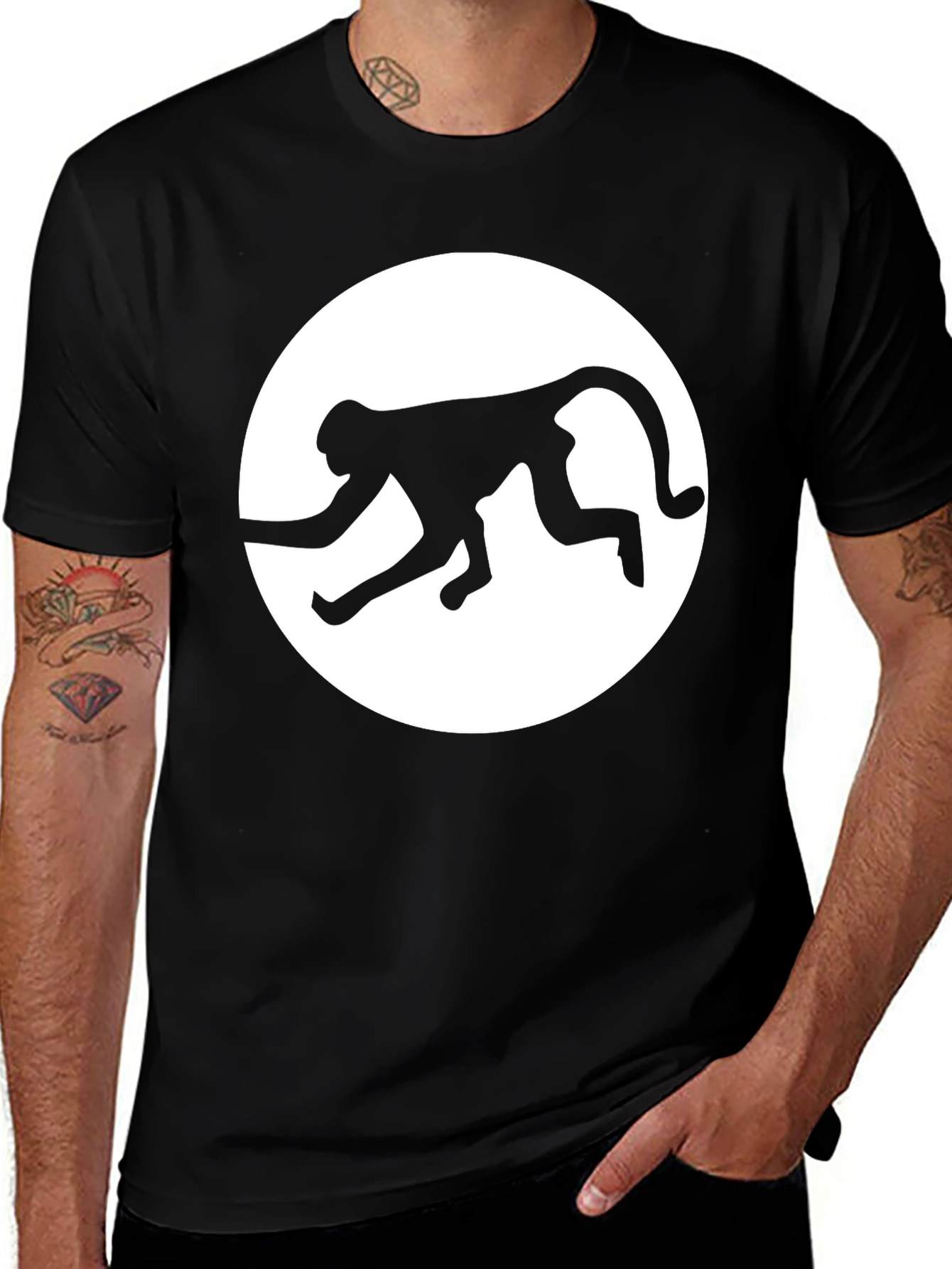 Variant 17 of Monkey Silhouette Graphic Tee - Black