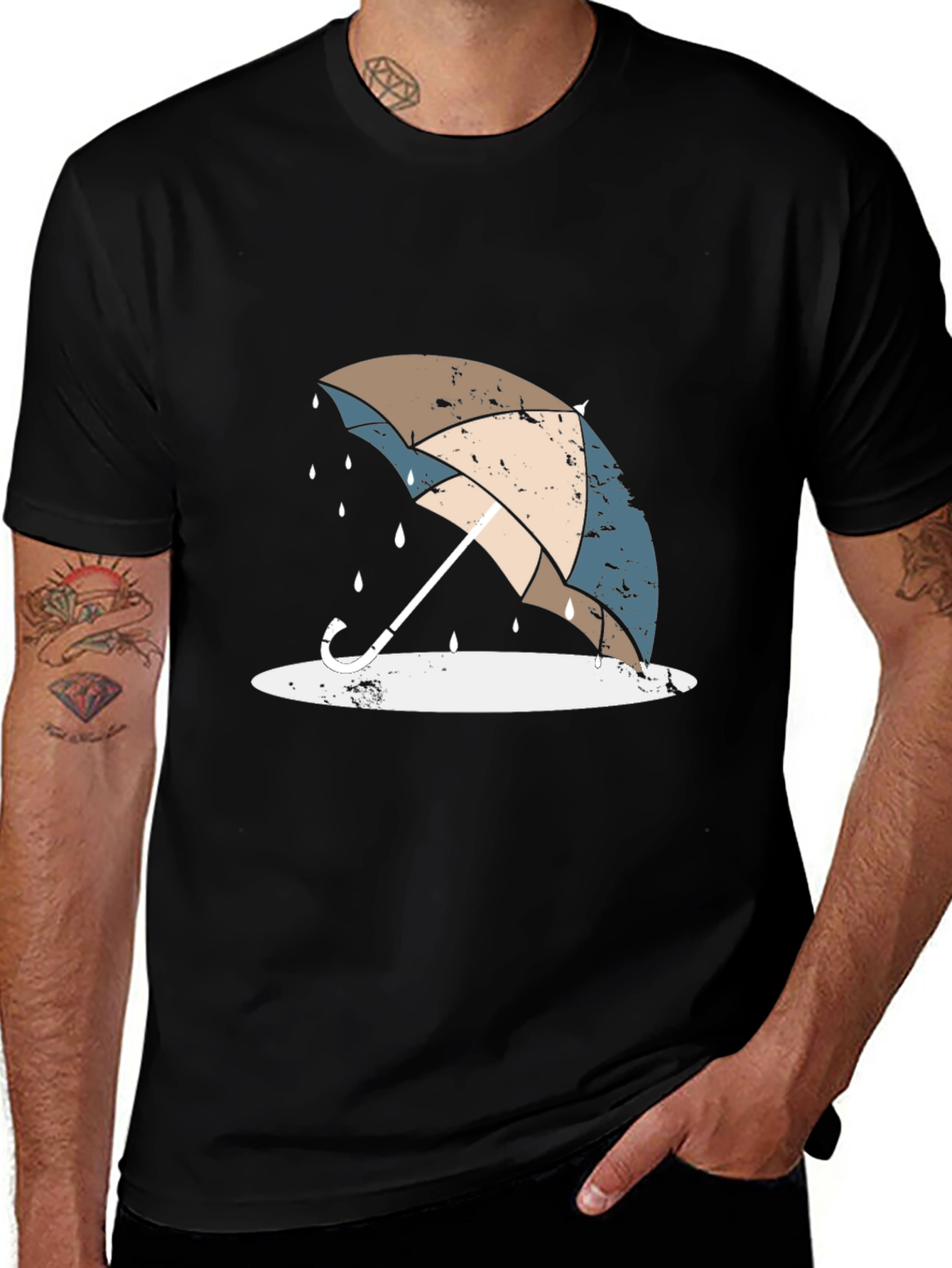 Variant 15 of Umbrella Graphic Tee - Black Casual T-Shirt